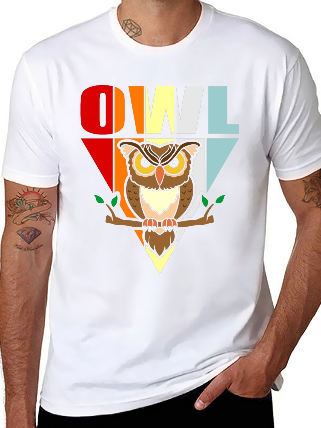 Black Retro Owl T-Shirt - Cute Bird Graphic Tee view 8