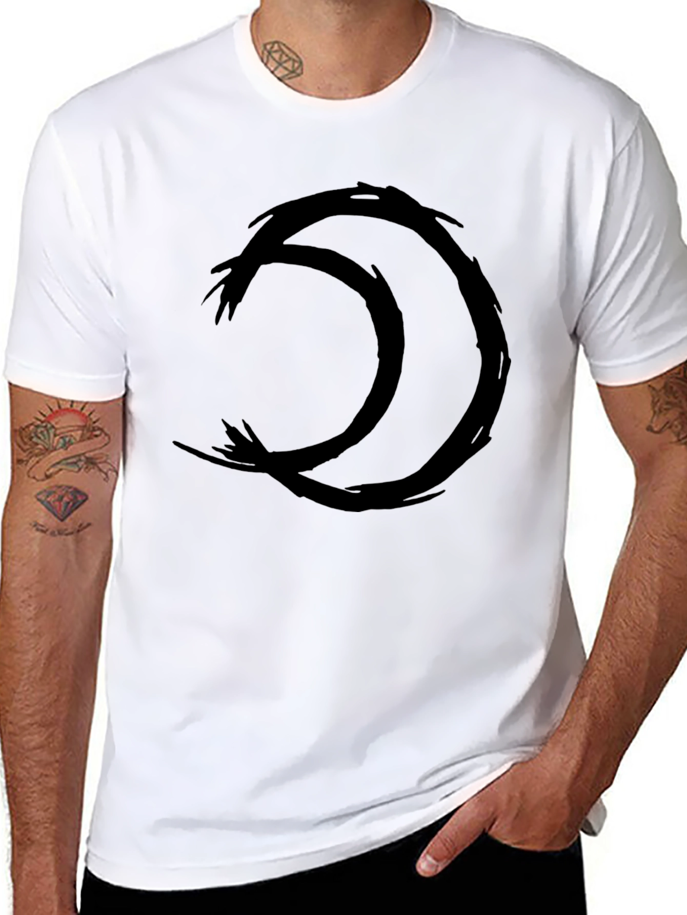 Black Black T-Shirt with Ouroboros Symbol view 8