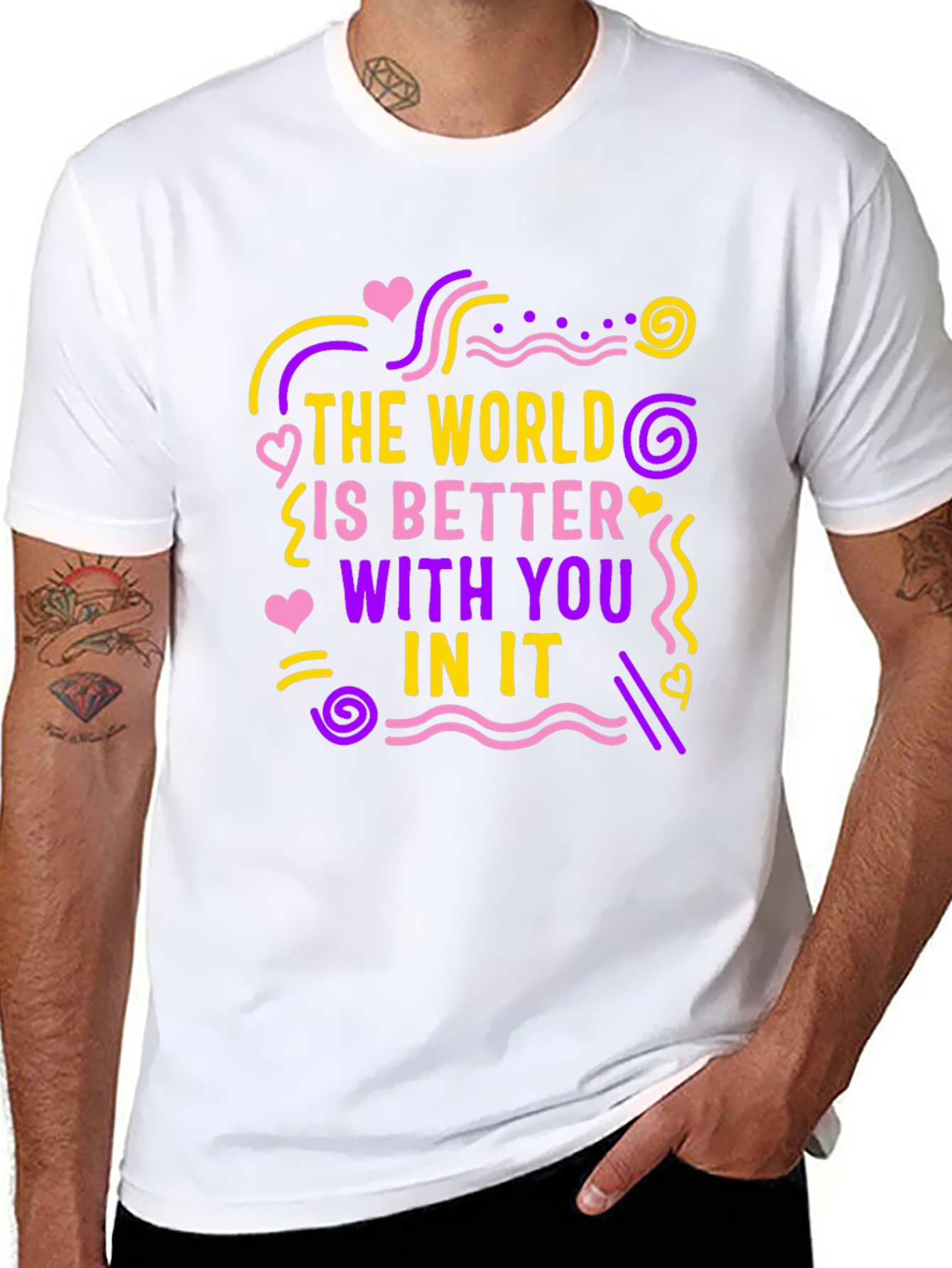 Black The World Is Better With You T-Shirt view 8