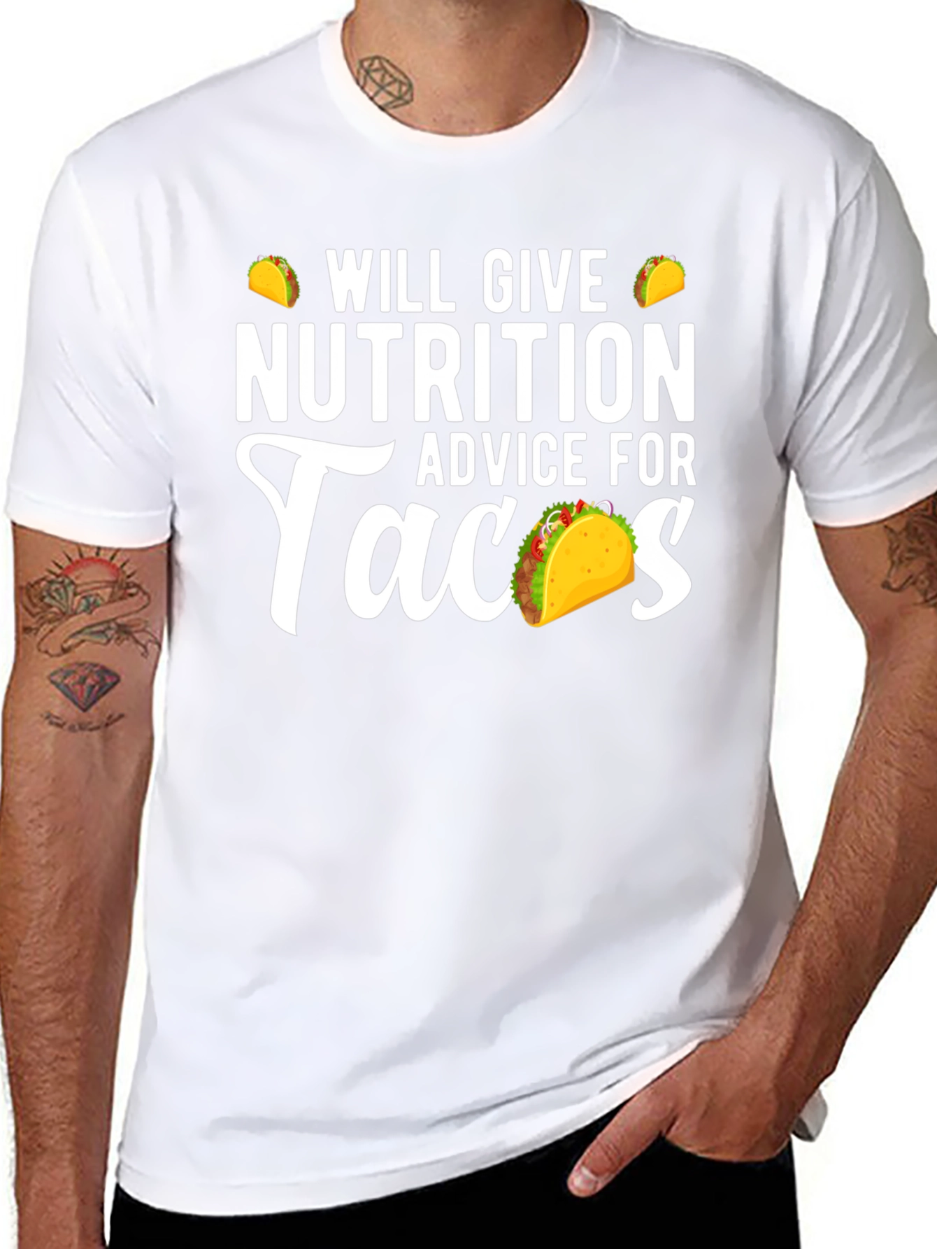Black Nutrition Advice For Tacos Funny Graphic Tee view 8