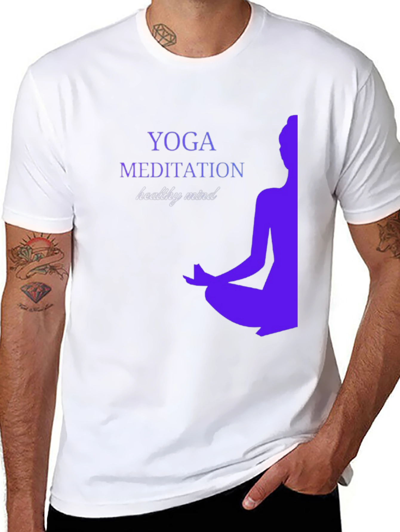 Black Yoga Meditation T-Shirt - Healthy Mind Design view 8