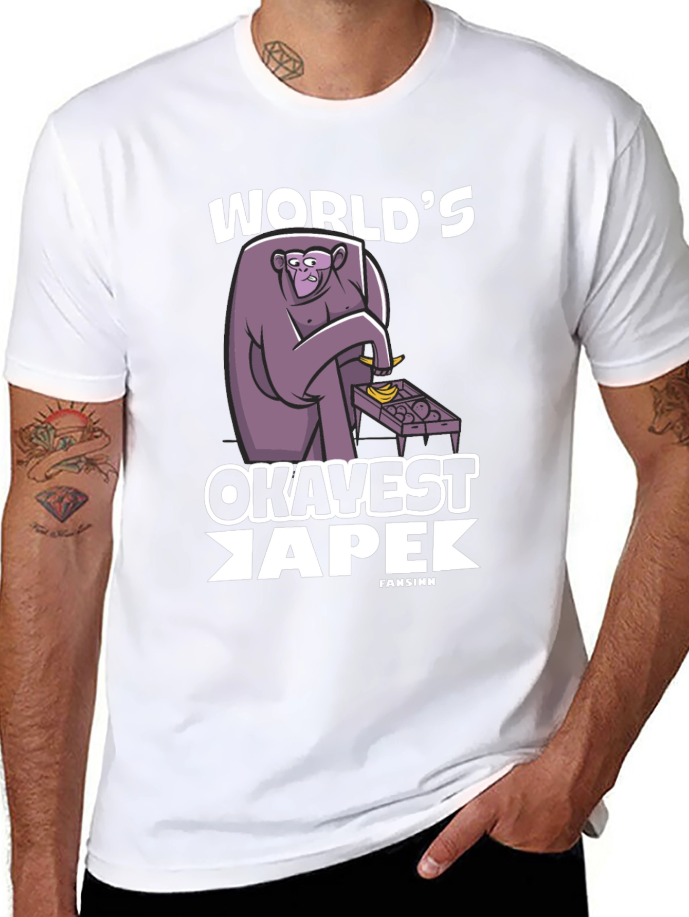 Black World's Okavest Ape T-Shirt - Funny Monkey Tee view 8