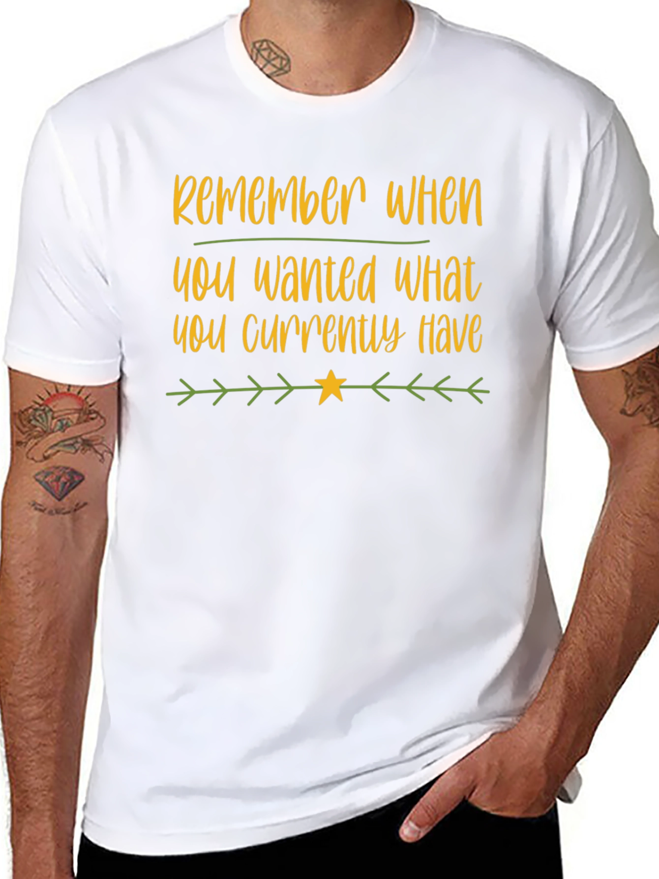 Black Motivational Black T-Shirt: Remember What You Wanted view 8