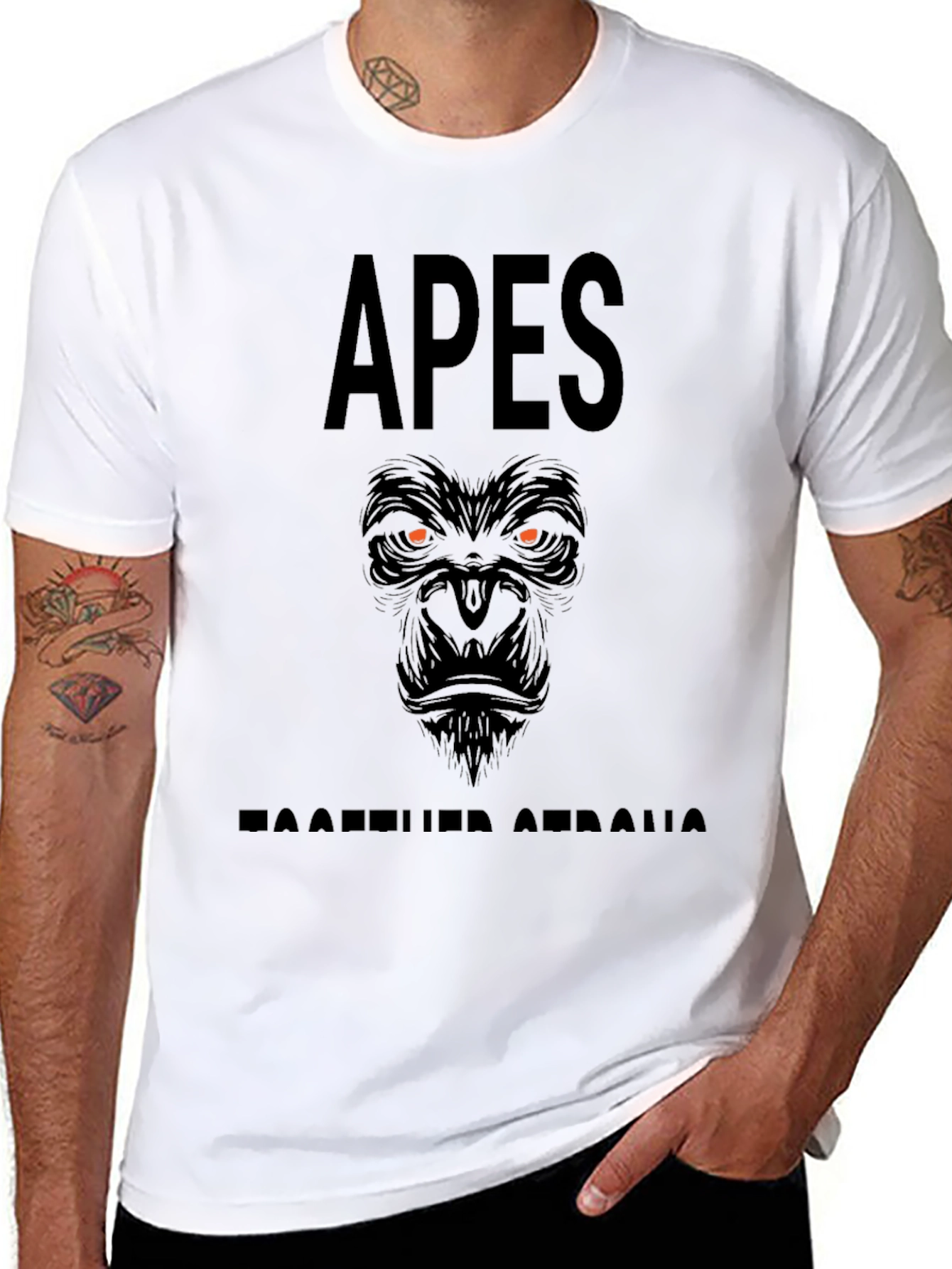 Black Apes Together Strong Graphic Tee - Black Crew Neck view 8