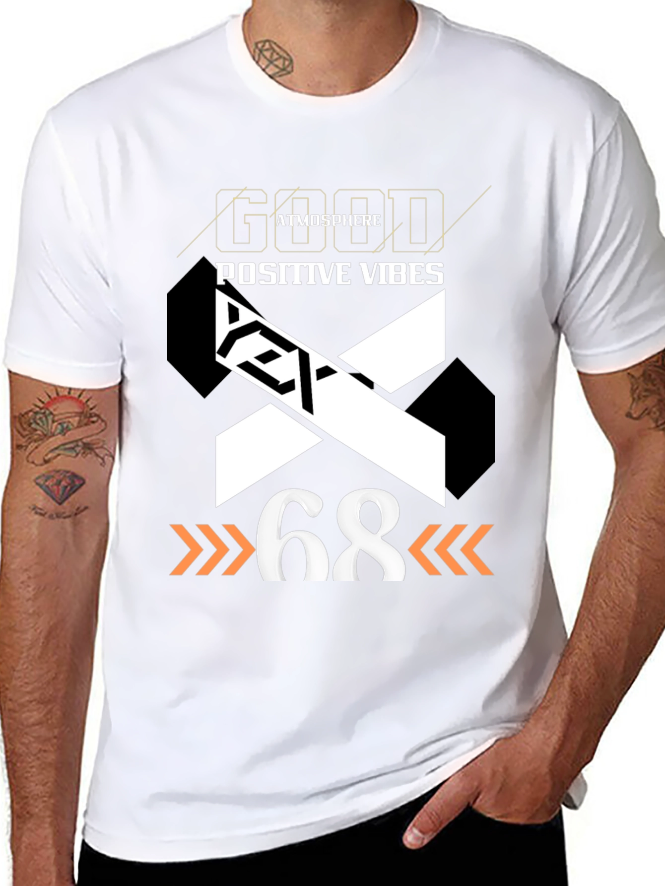 Black Good Atmosphere Positive Vibes Graphic Tee view 8