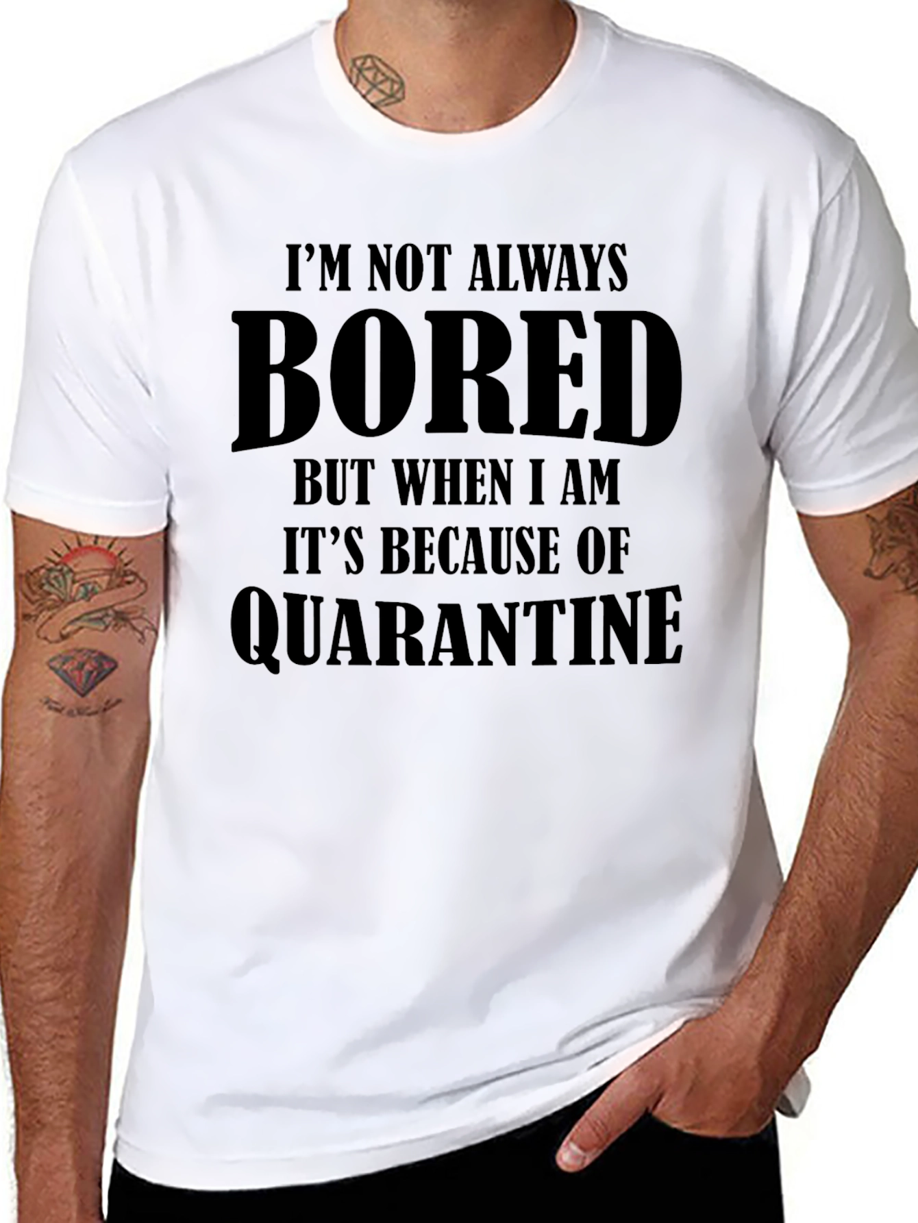 Black Bored During Quarantine Graphic T-Shirt view 8