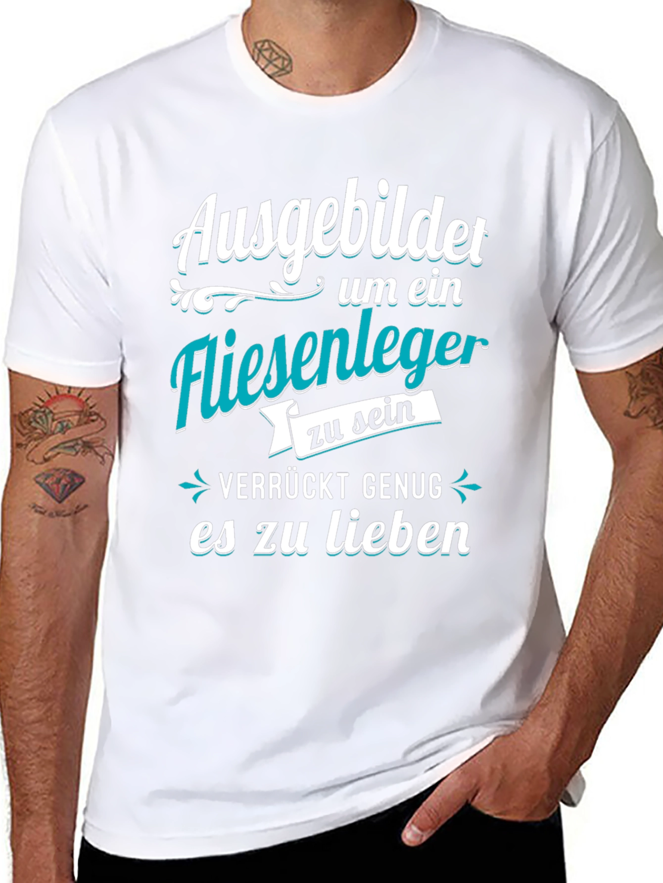 Black Ausgebildet Fliesenleger T-Shirt - Crazy Enough To Love It! view 8