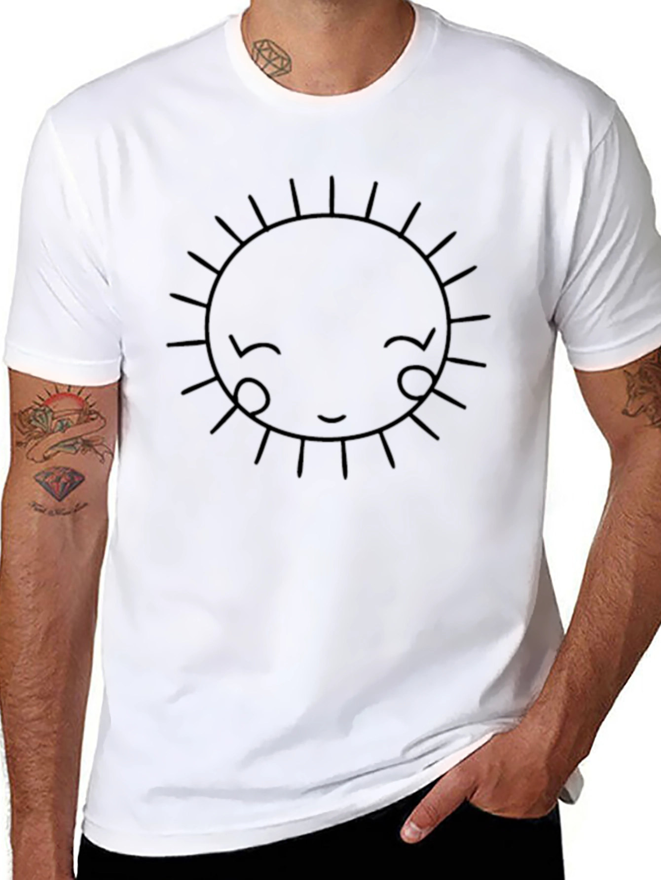Black Cute Sun Graphic Tee - Men's Black T-Shirt view 8