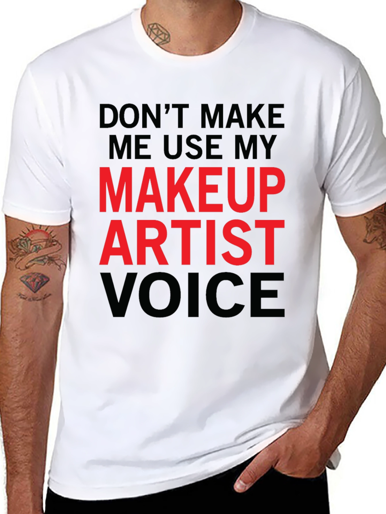Black Makeup Artist Voice Funny T-Shirt view 8