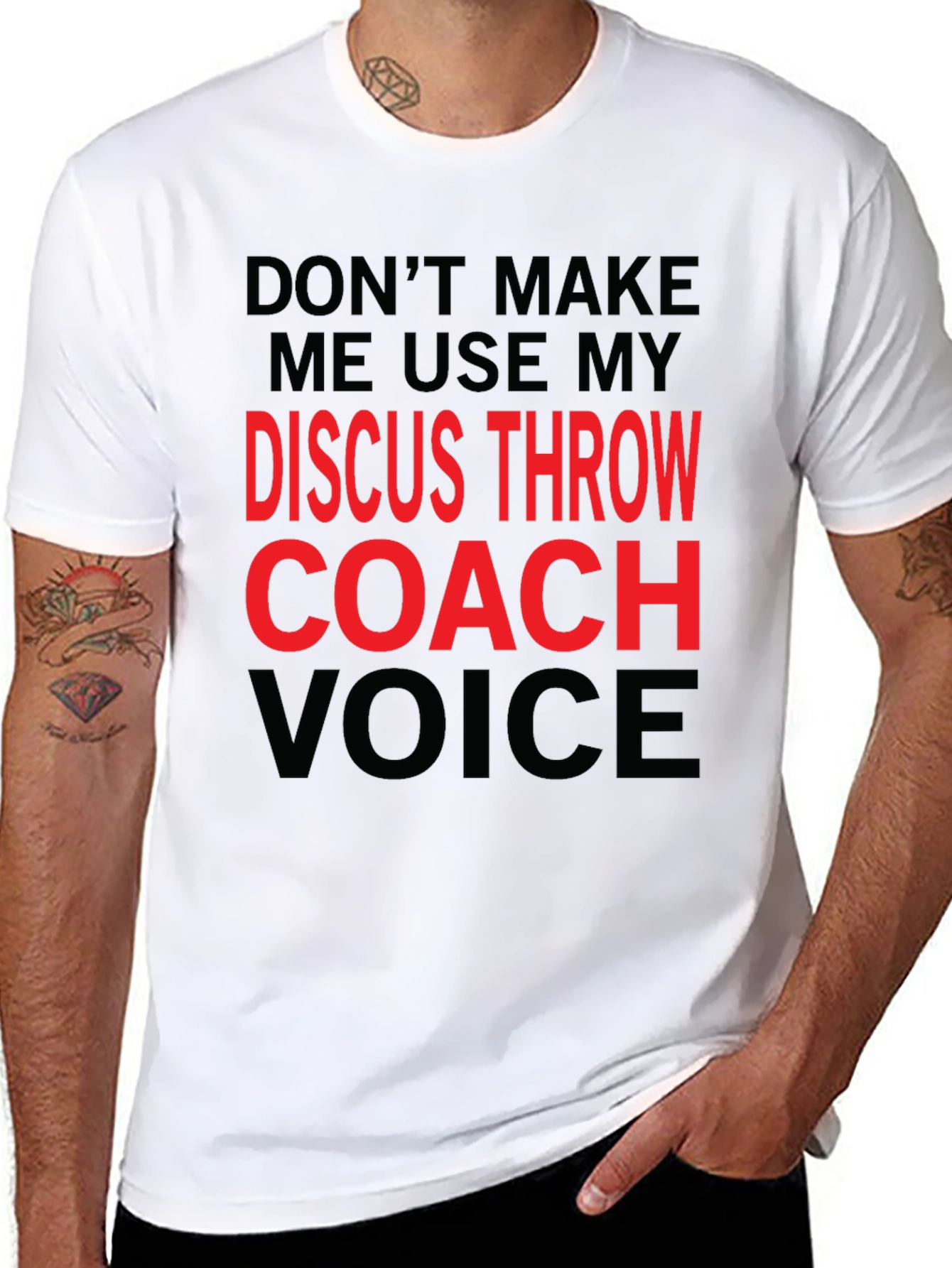 Black Discus Throw Coach Voice T-Shirt - Funny Gift! view 8