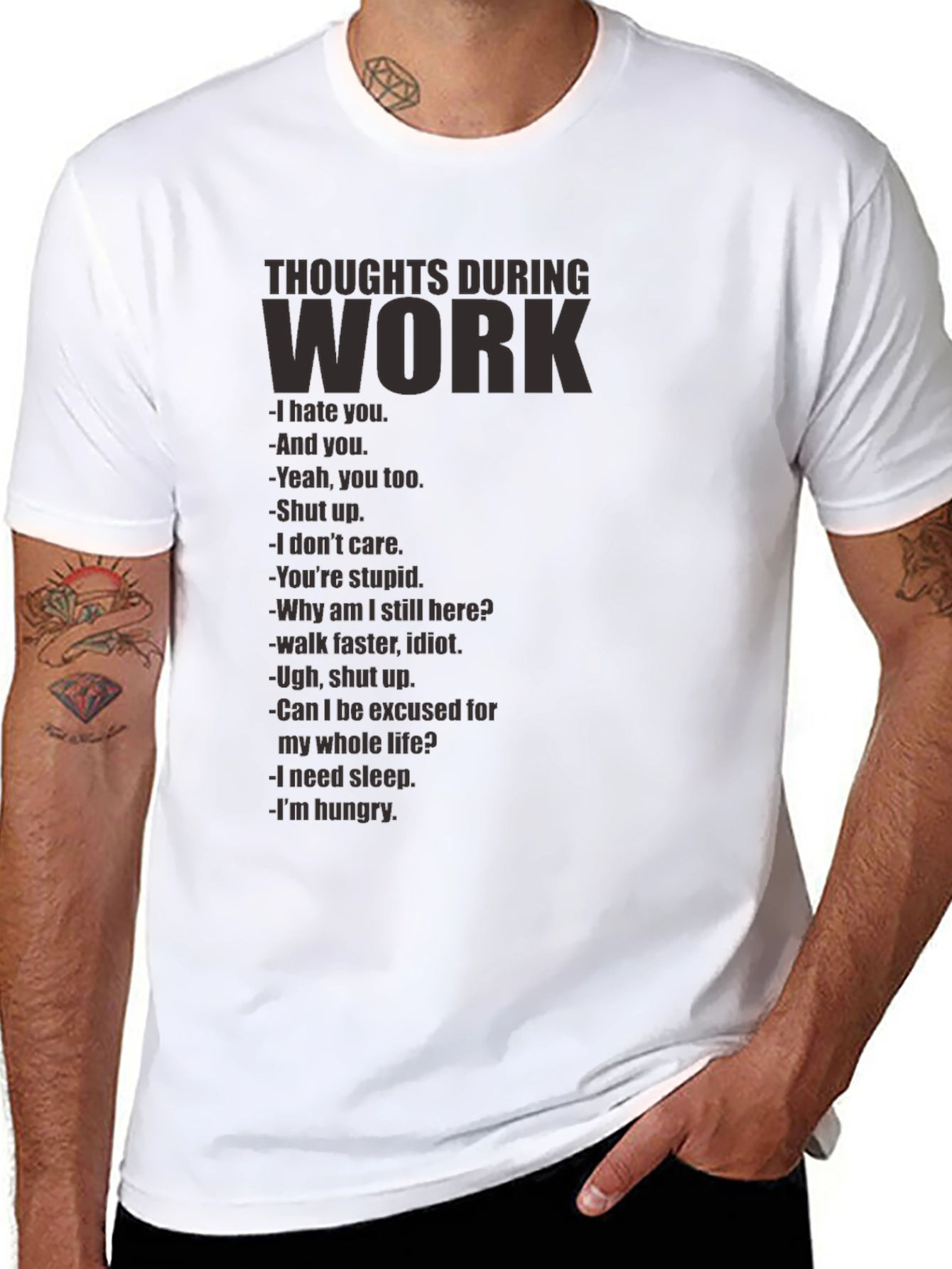 Black Thoughts During Work T-Shirt - Funny Sarcastic Tee view 8