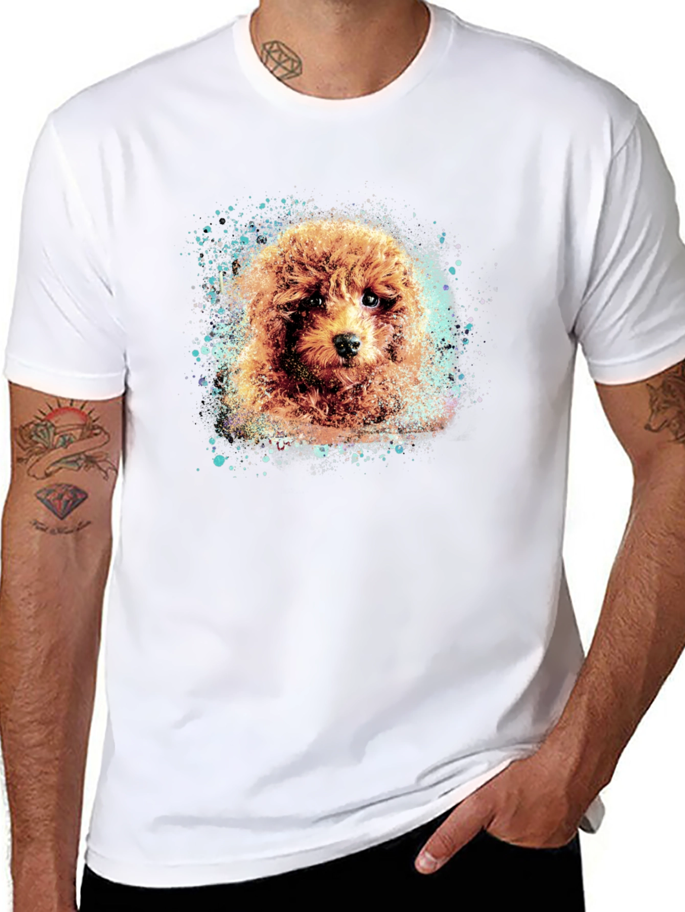 Black Poodle Art Print Tee - Soft Cotton Blend view 8