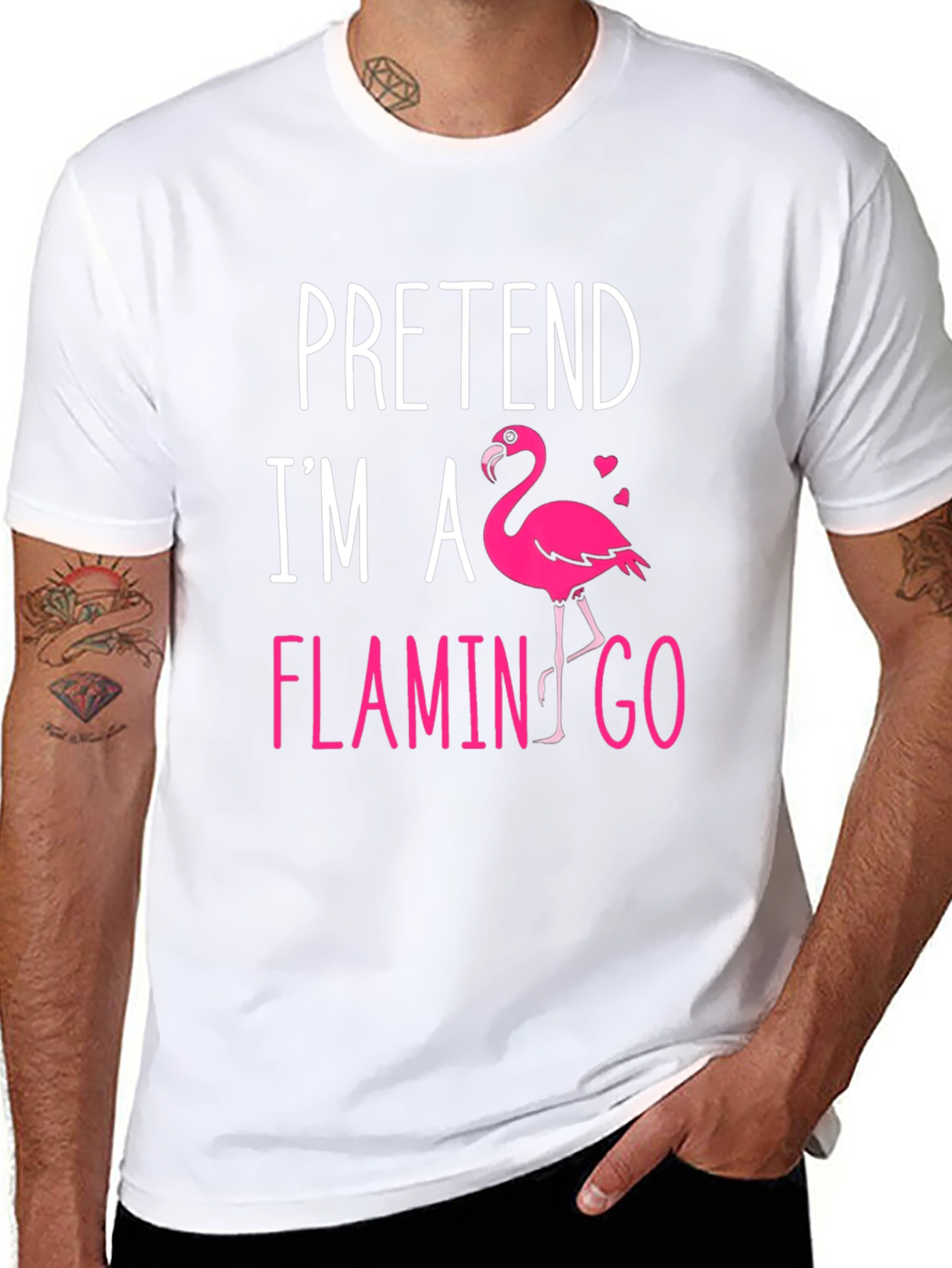 Black Pretend I'm A Flamingo T-Shirt view 8