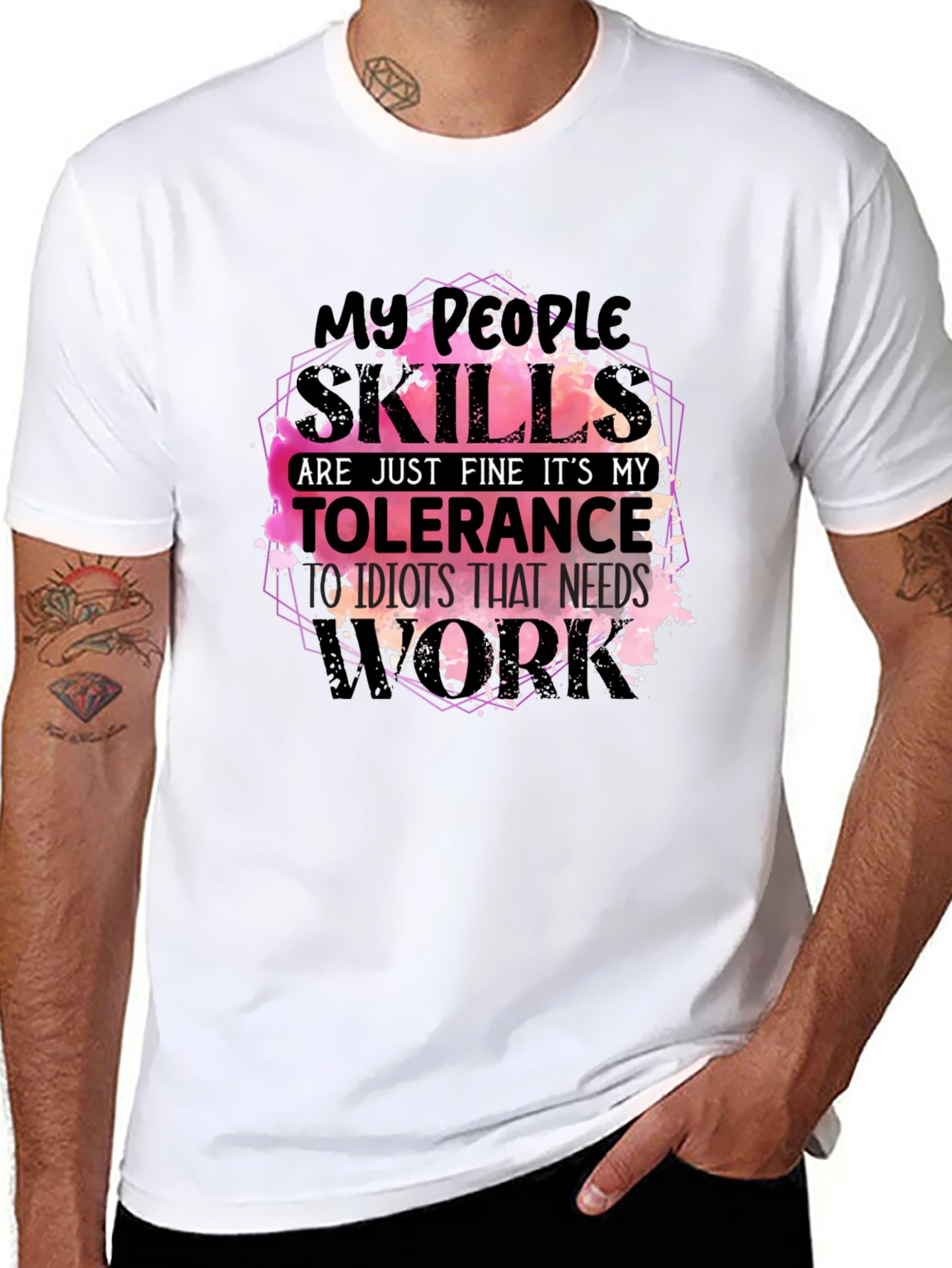 Black My People Skills T-Shirt Funny Sarcastic Tee view 8