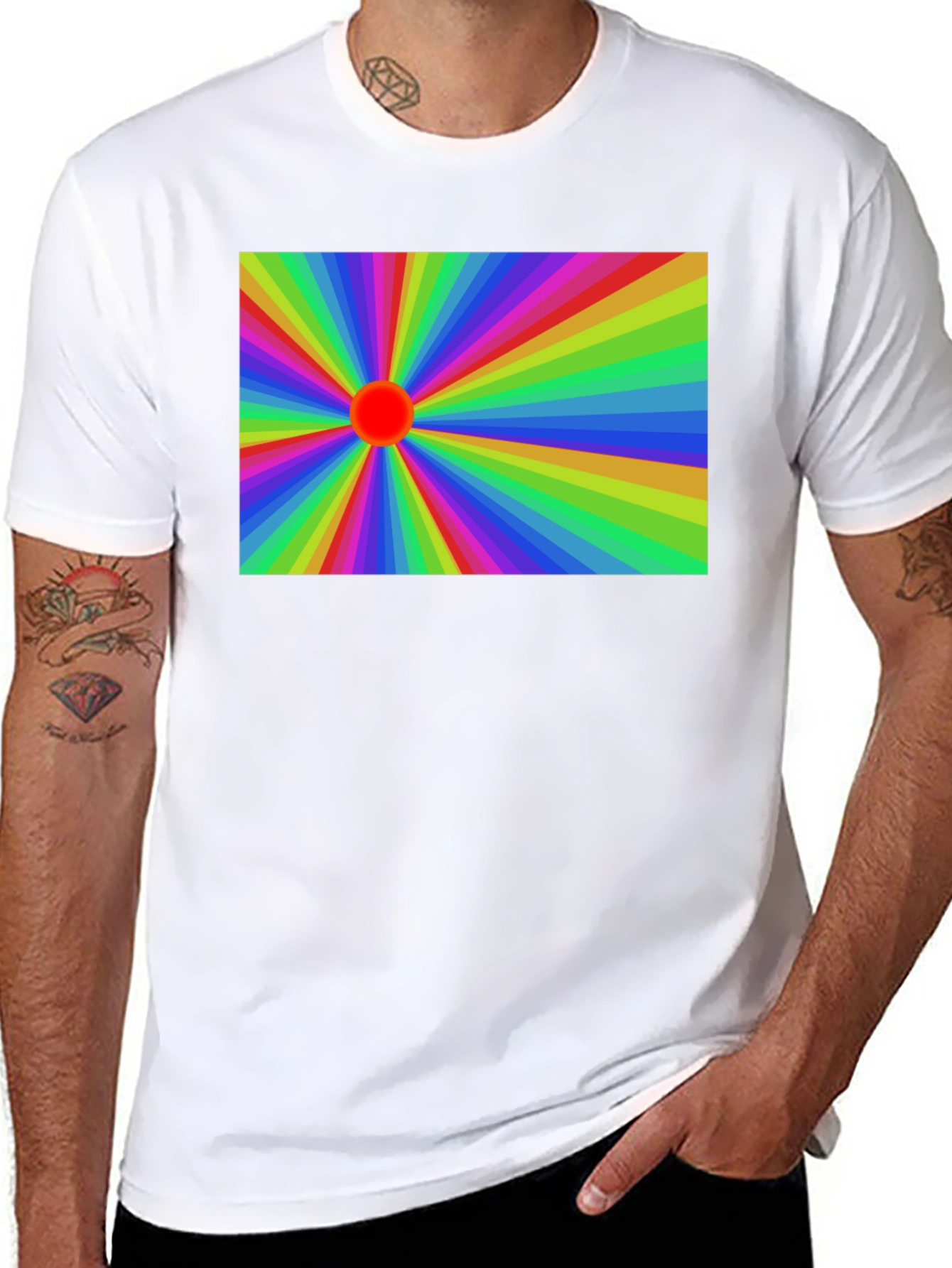 Black Retro Rainbow Burst Graphic Tee - Black view 8