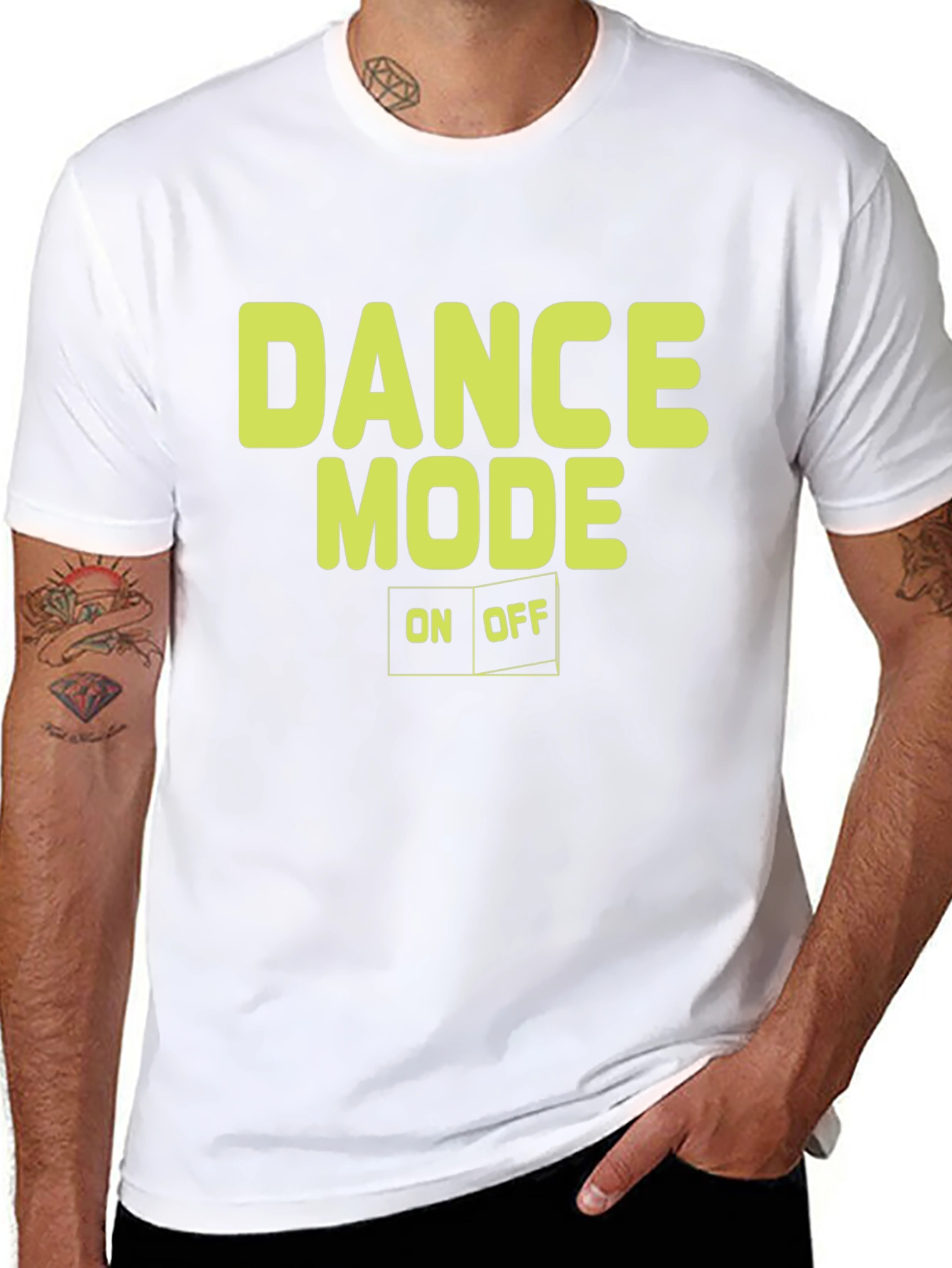 Black Dance Mode On/Off Graphic Tee - Black Cotton T-Shirt view 8