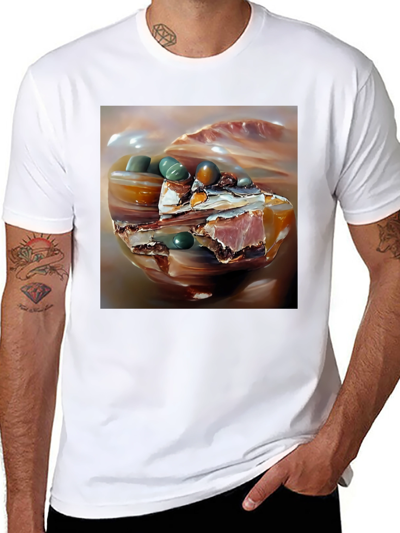 Black Abstract Stone Art Black T-Shirt view 8