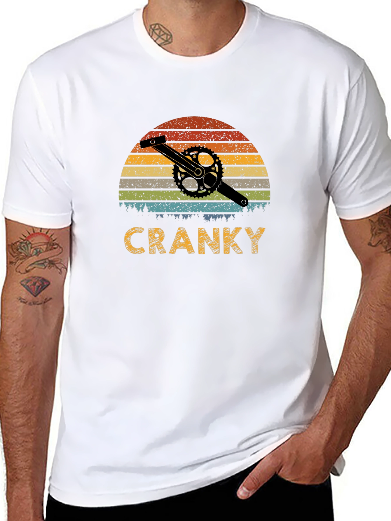 Black Cranky Retro Bike T-Shirt view 8