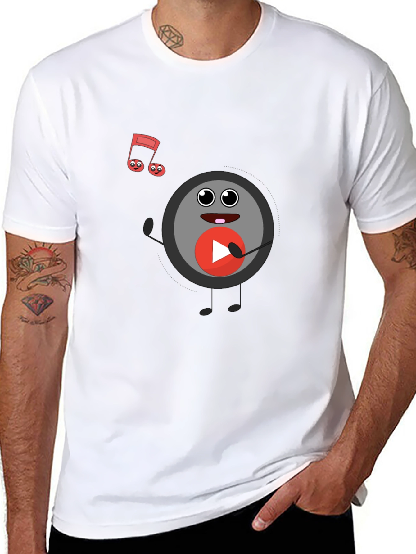 Black Musical Record Cartoon Black T-Shirt view 8