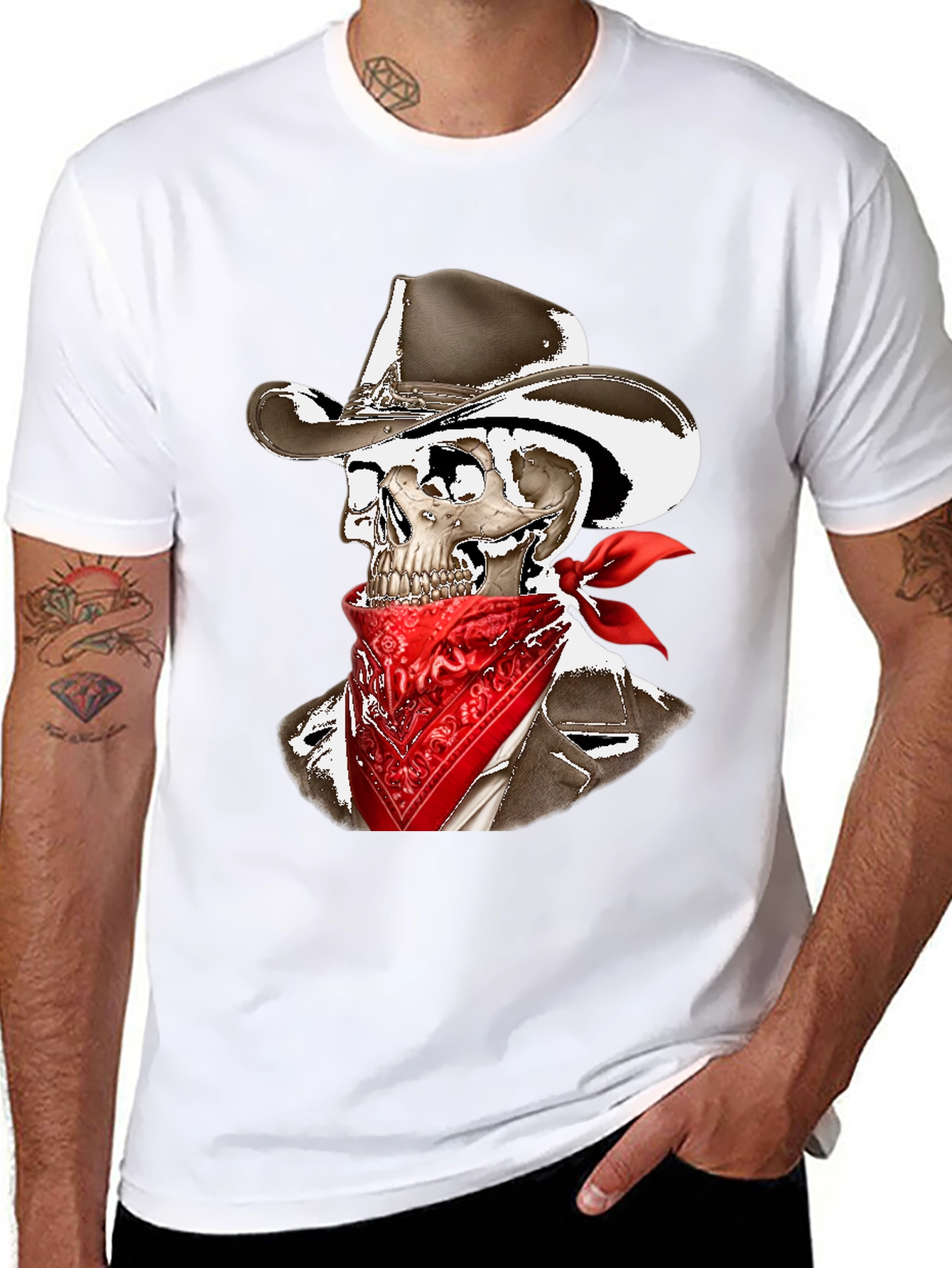 Black Cowboy Skeleton Graphic Tee view 8