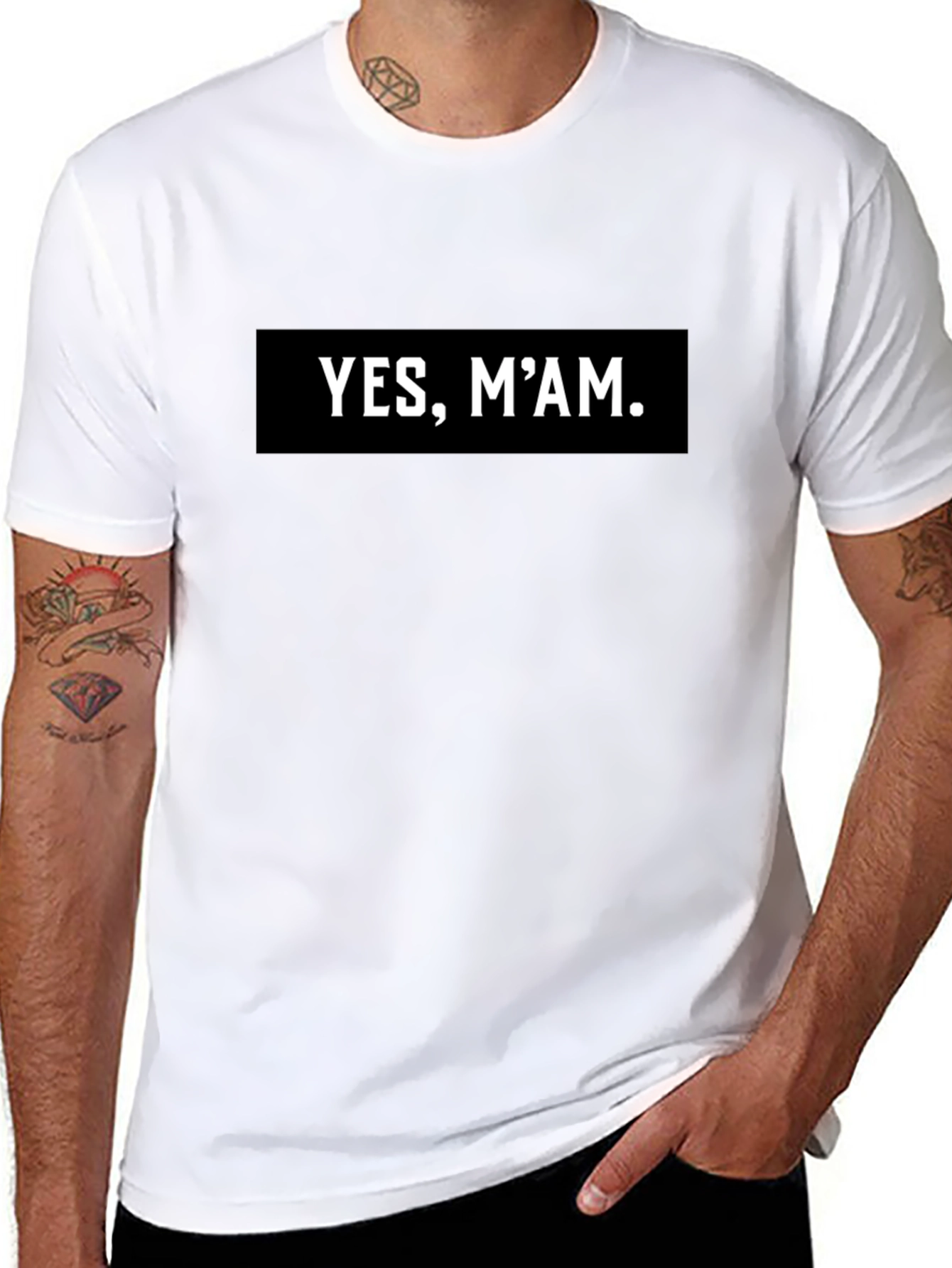 Black Yes, M'am Graphic T-Shirt - Classic Black Tee view 8