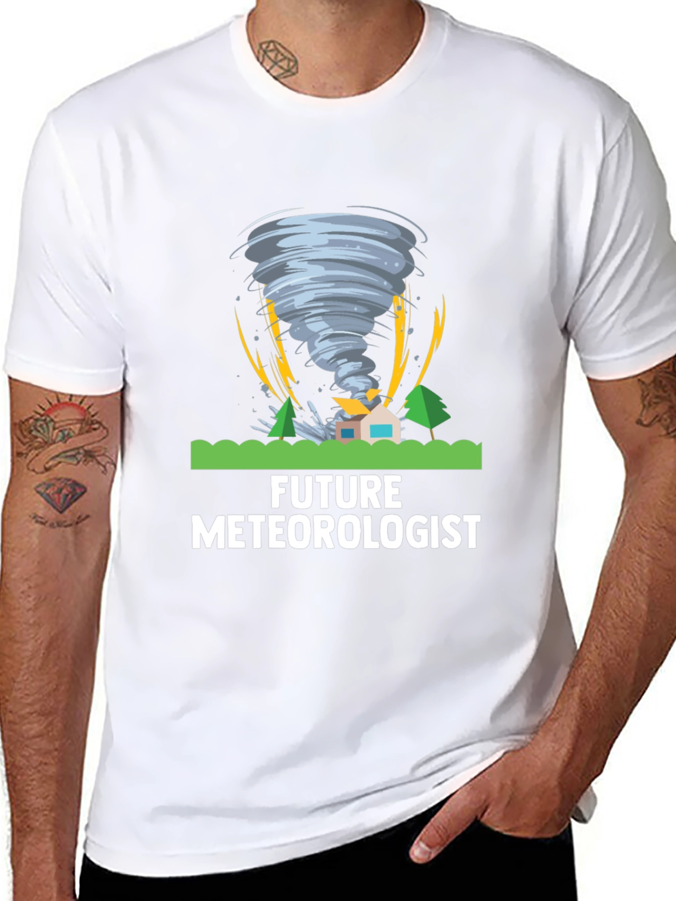 Black Future Meteorologist Tornado Graphic T-Shirt view 8