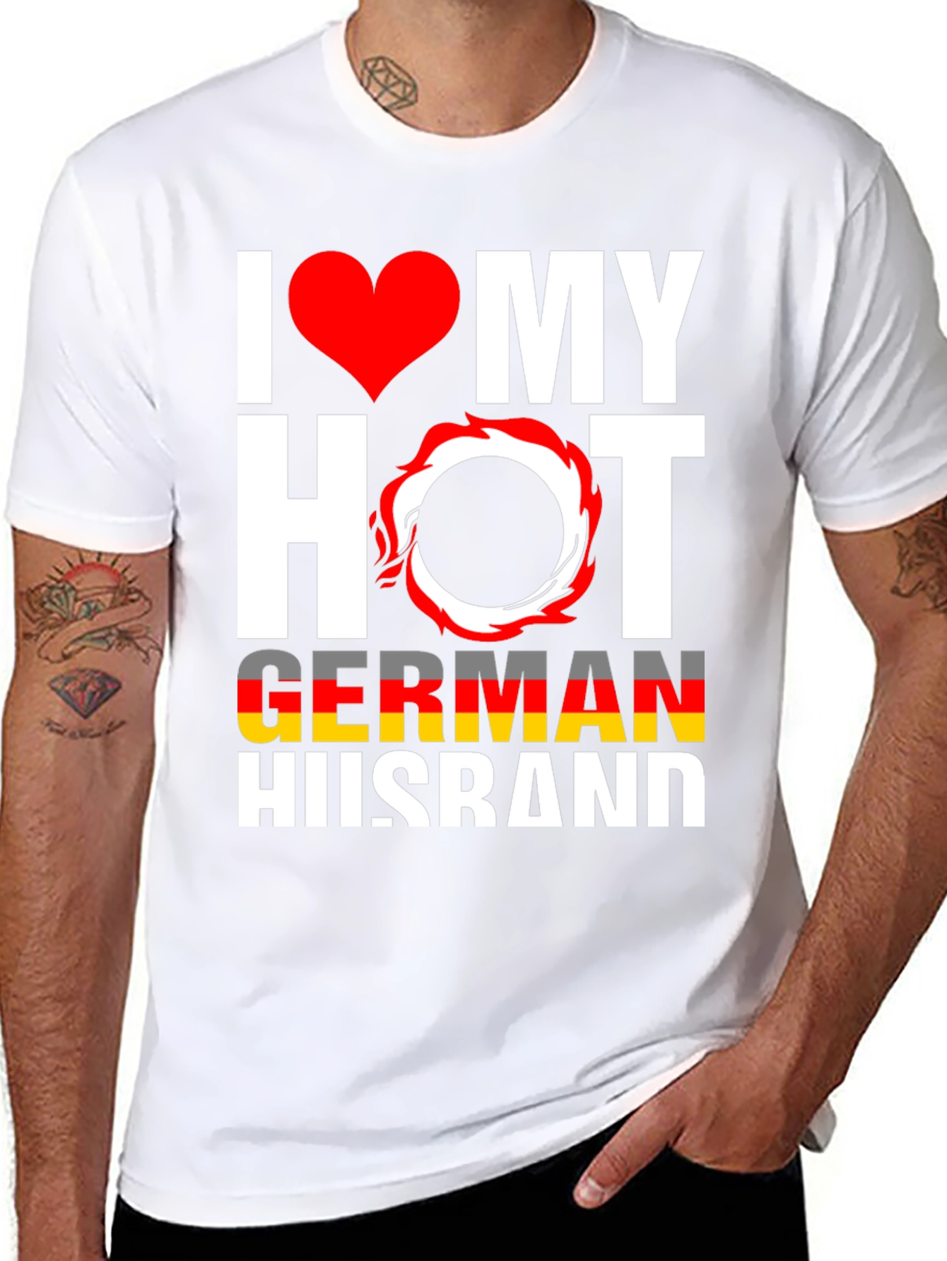 Black I Love My Hot German Husband Graphic Tee view 8