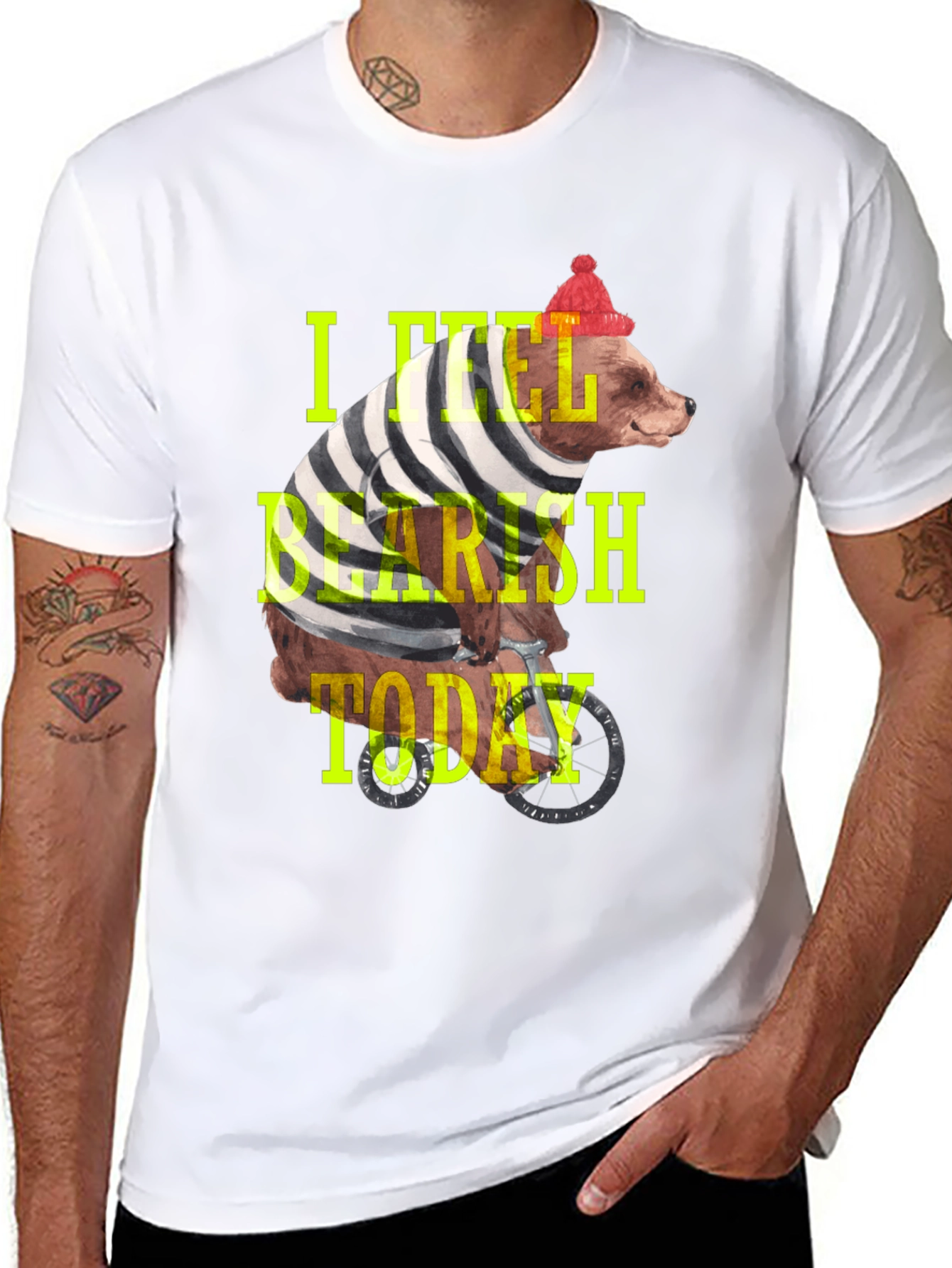 Black Bearish Today Graphic Tee - Black Cotton T-Shirt view 8