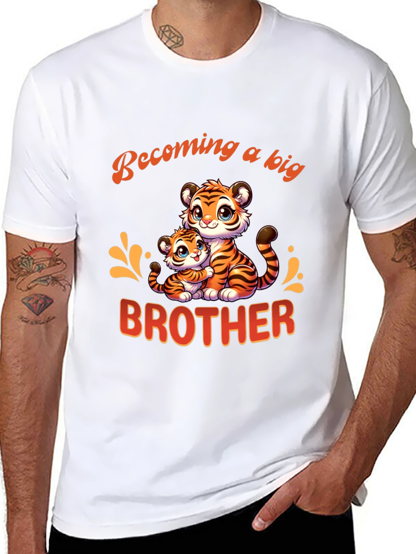 Black Becoming a Big Brother Tiger Graphic T-Shirt view 8