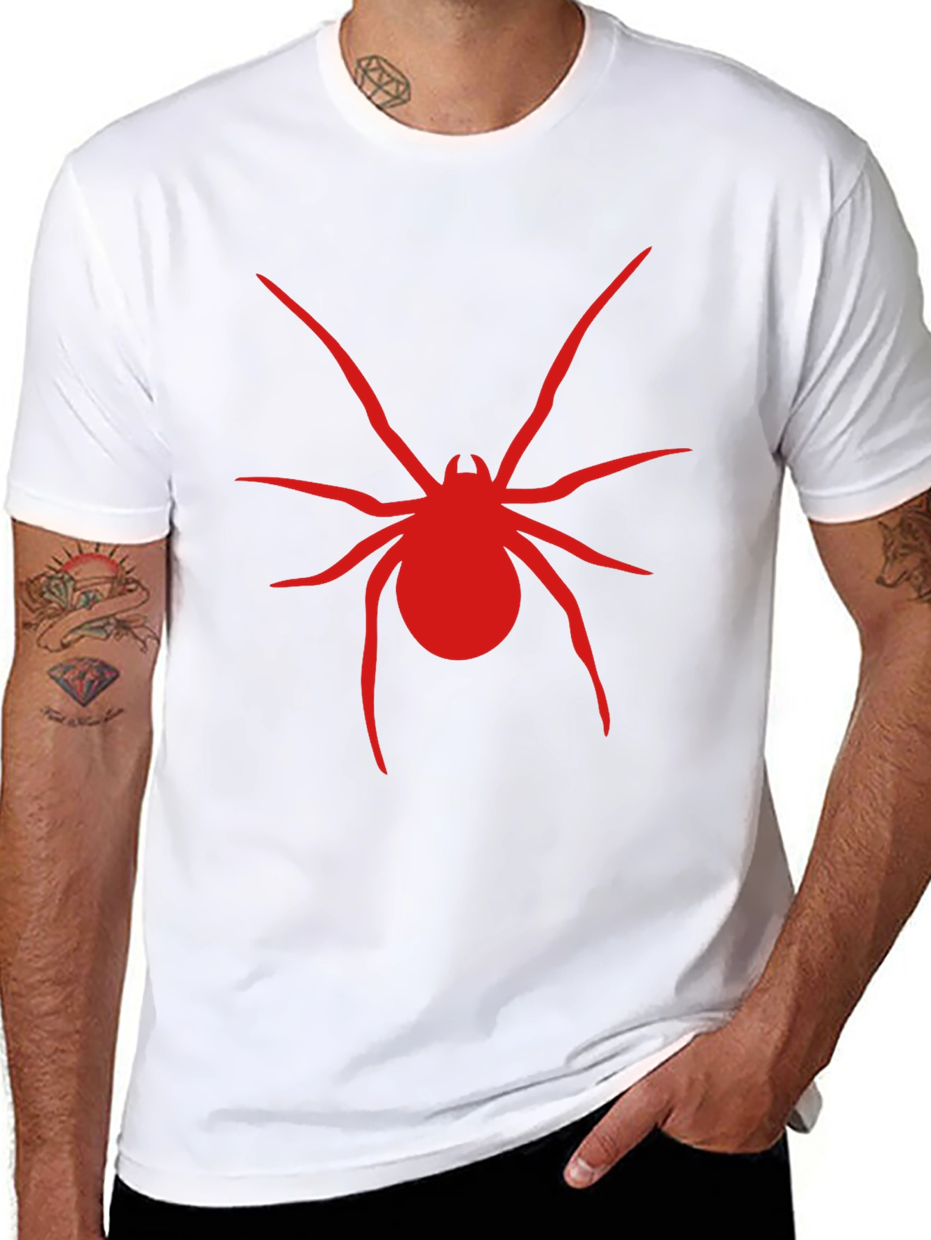 Red Spider Graphic Black T-Shirt - 8