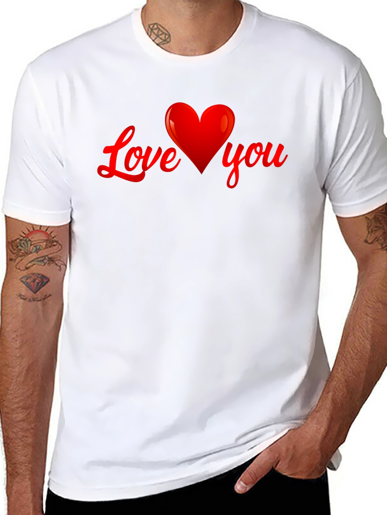 Black Love You Heart Graphic T-Shirt - Black view 8