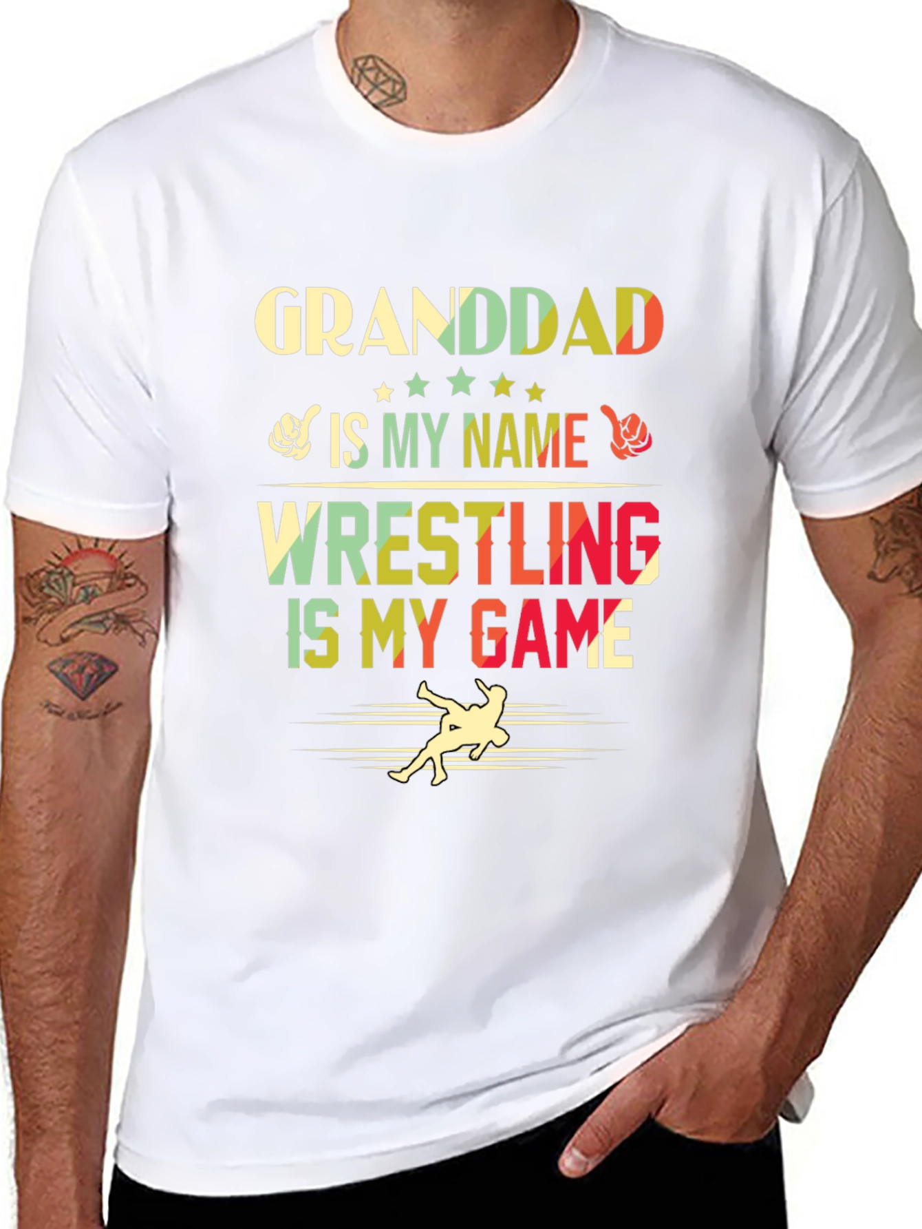 Black Granddad Wrestling T-Shirt - Gift for Wrestling Grandpa view 8