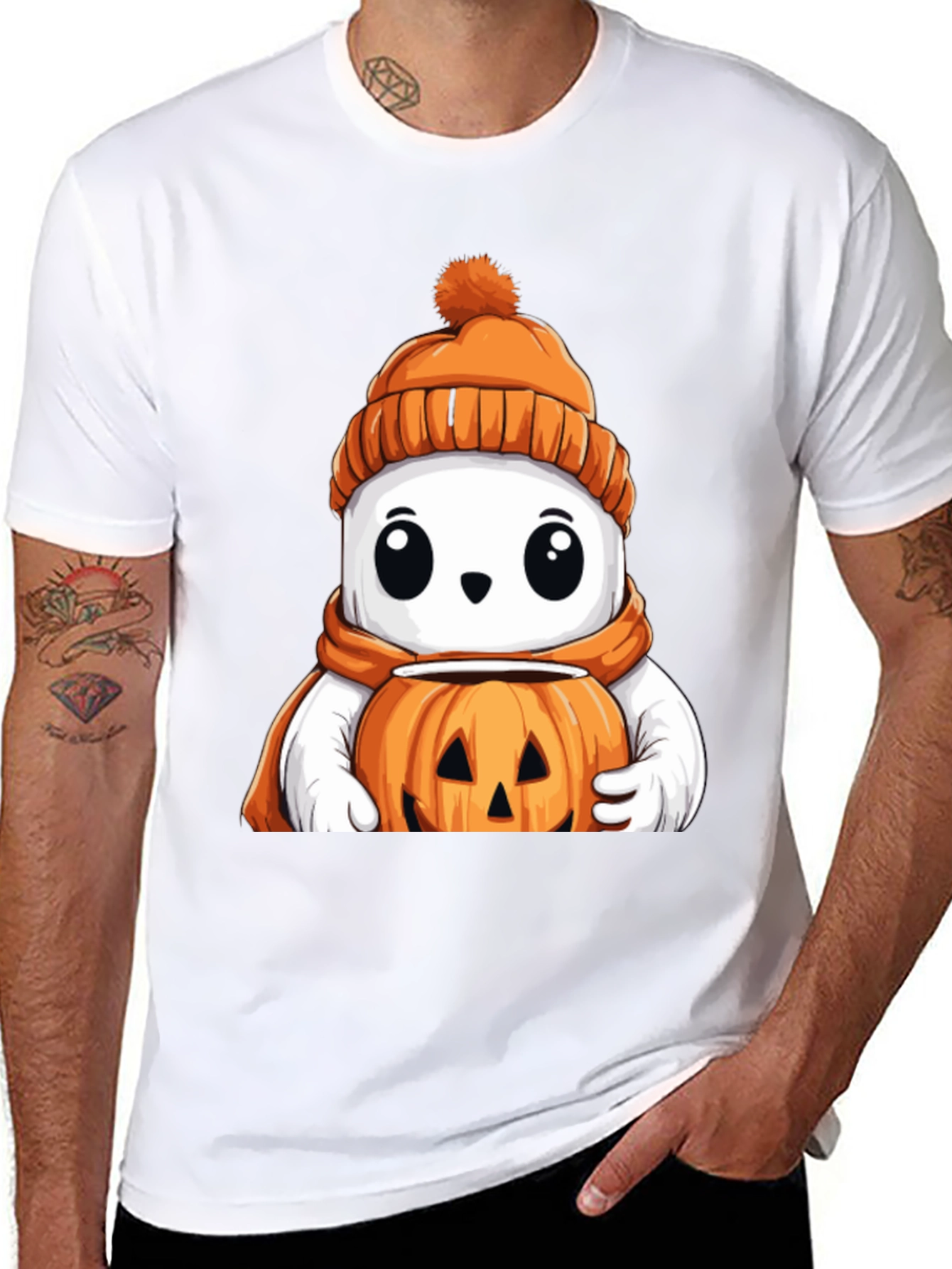 Black Cute Halloween Ghost T-Shirt view 8