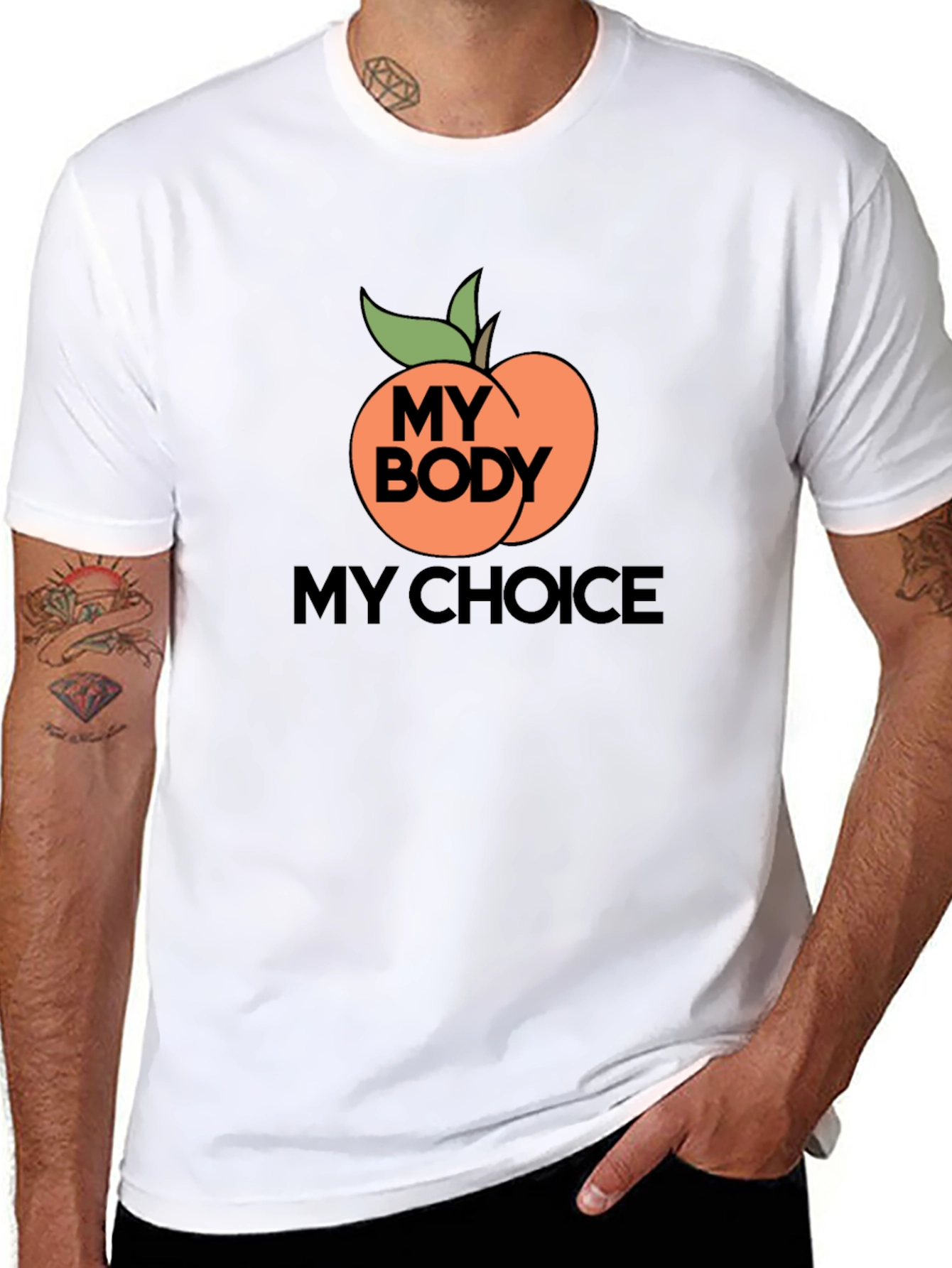Black My Body My Choice Peach Graphic Tee view 8