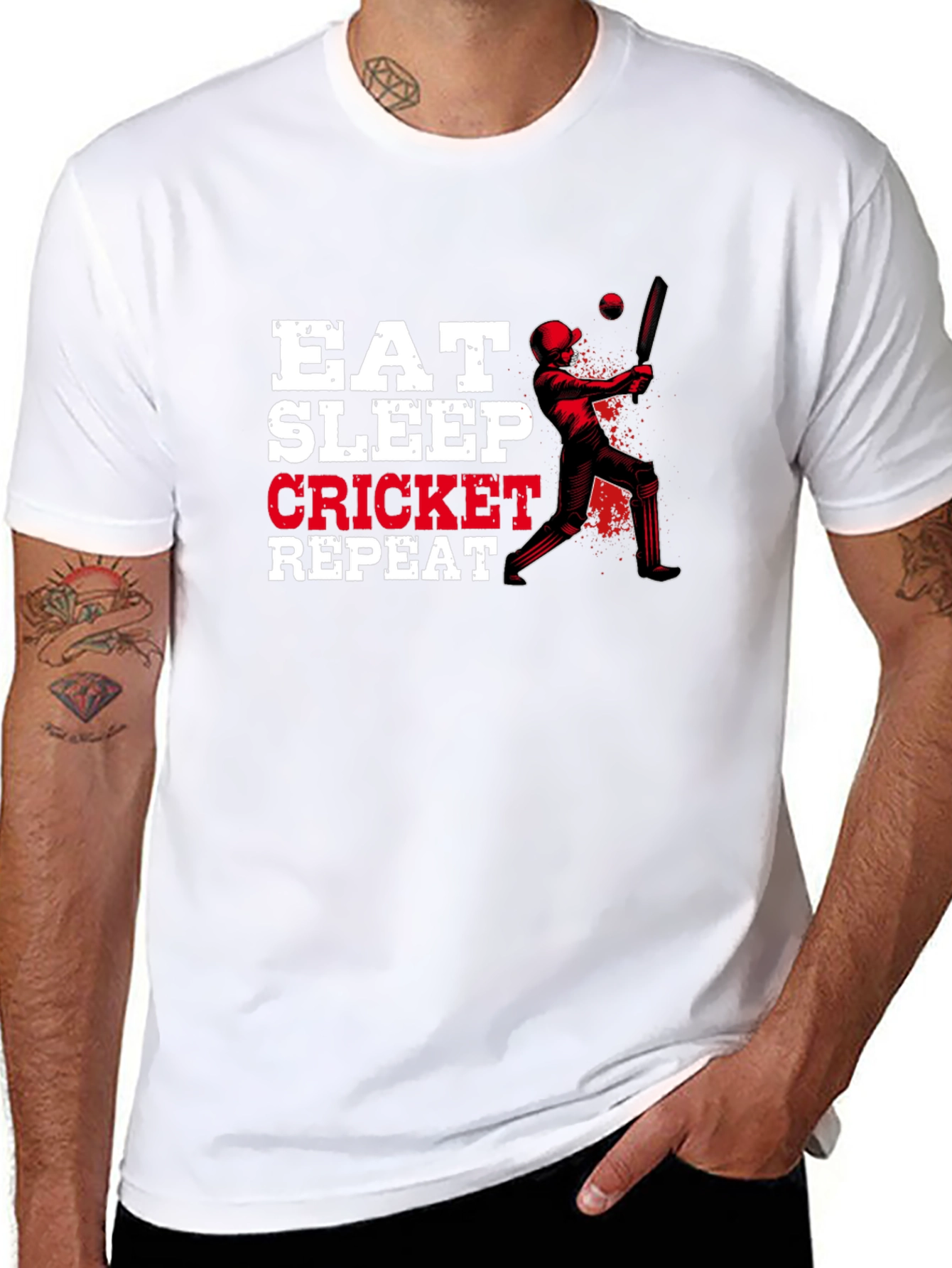Eat Sleep Cricket Repeat Graphic Tee - 8