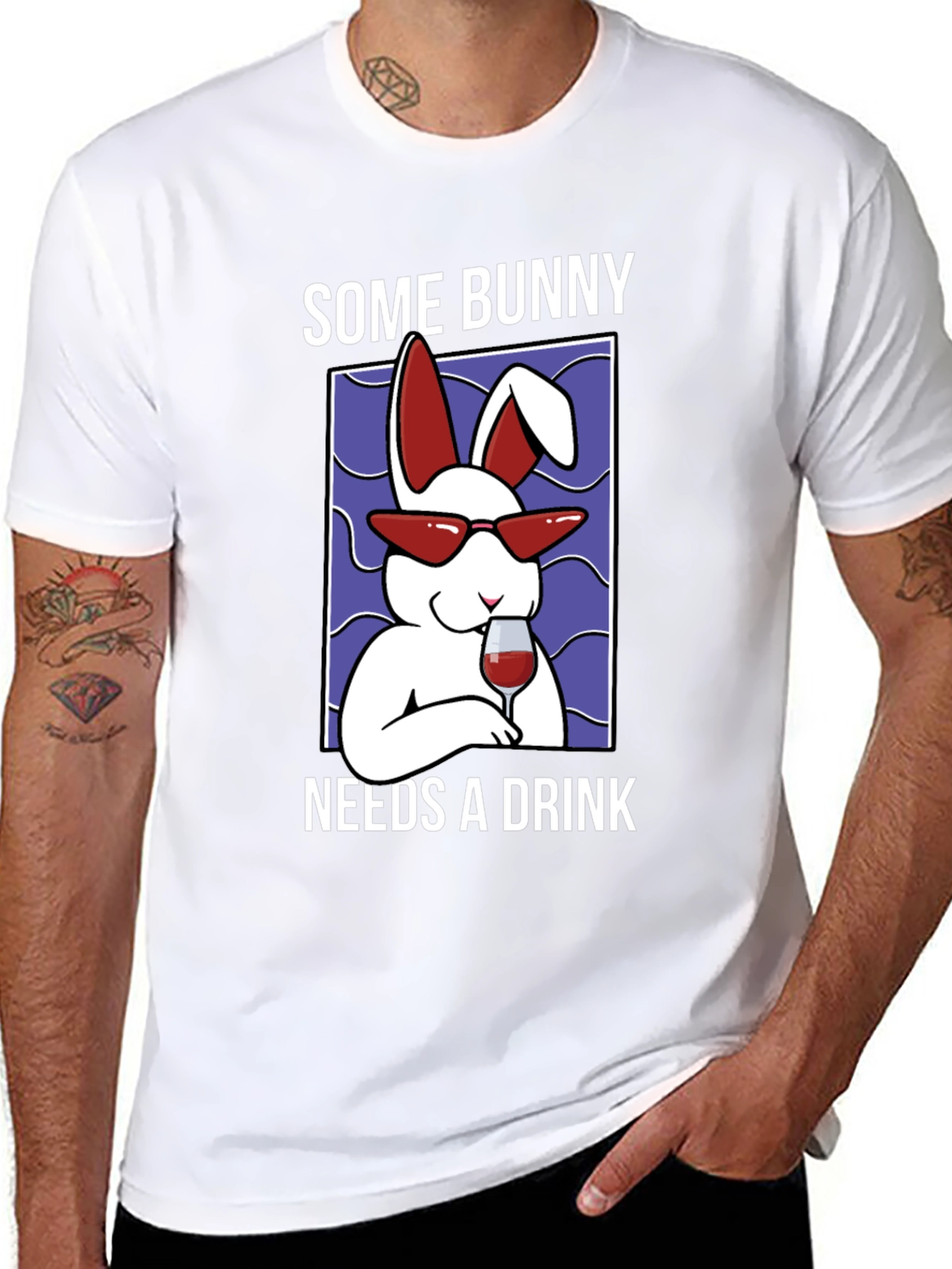 Black Some Bunny Needs a Drink Graphic T-Shirt view 8