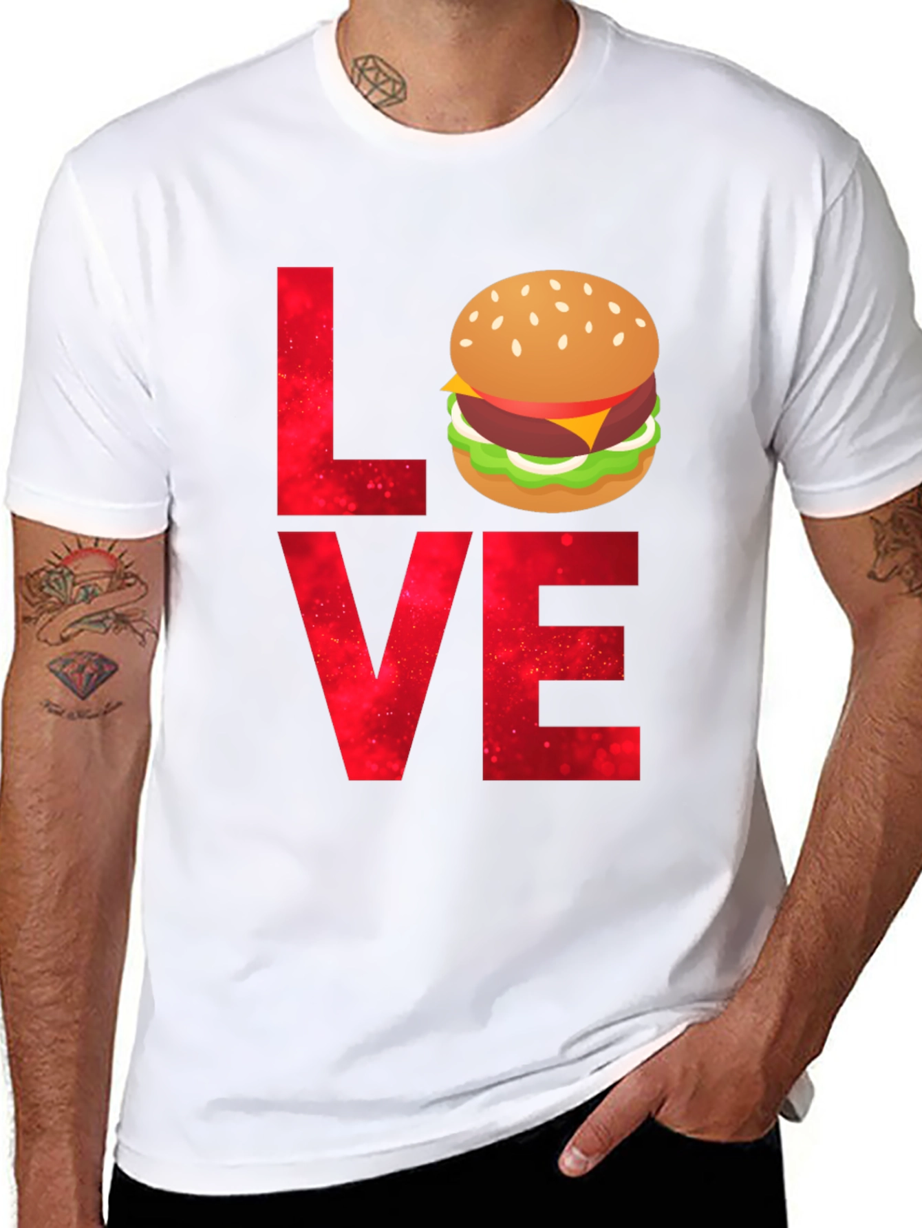 Black Love Burger T-Shirt - Foodie Tee view 8