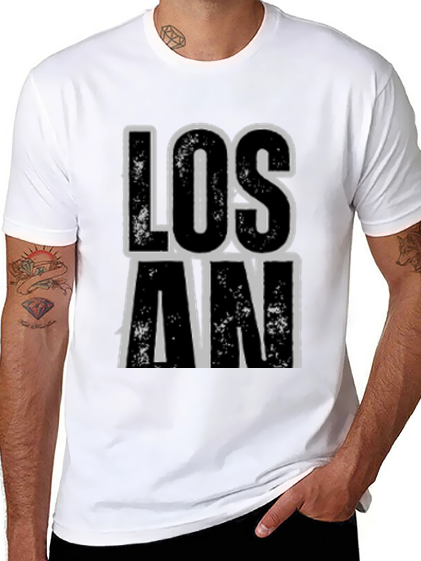 Black "Los An" Graphic Print Black T-Shirt view 8