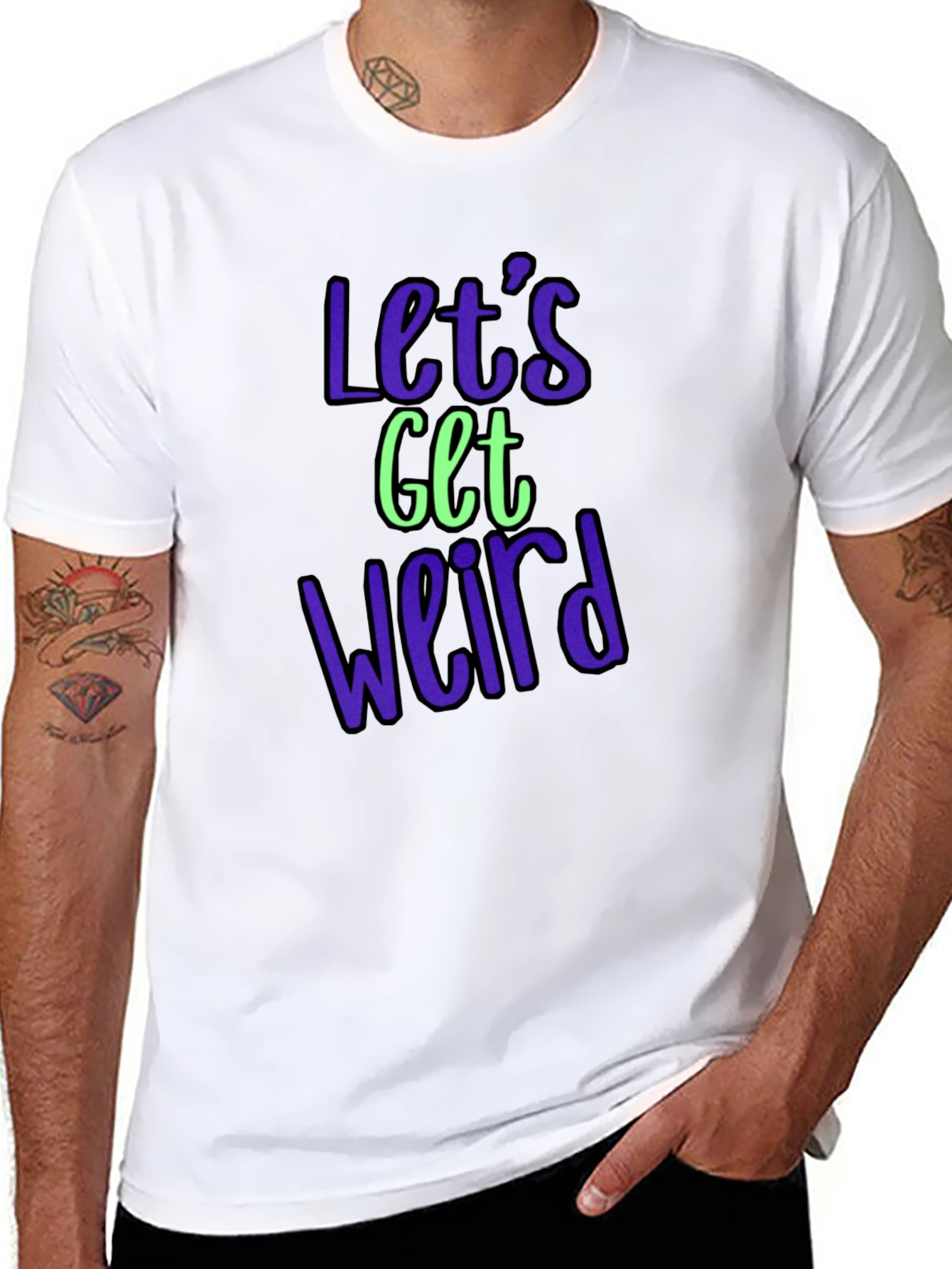 Black Let's Get Weird Graphic Tee - Trendy Casual Shirt view 8
