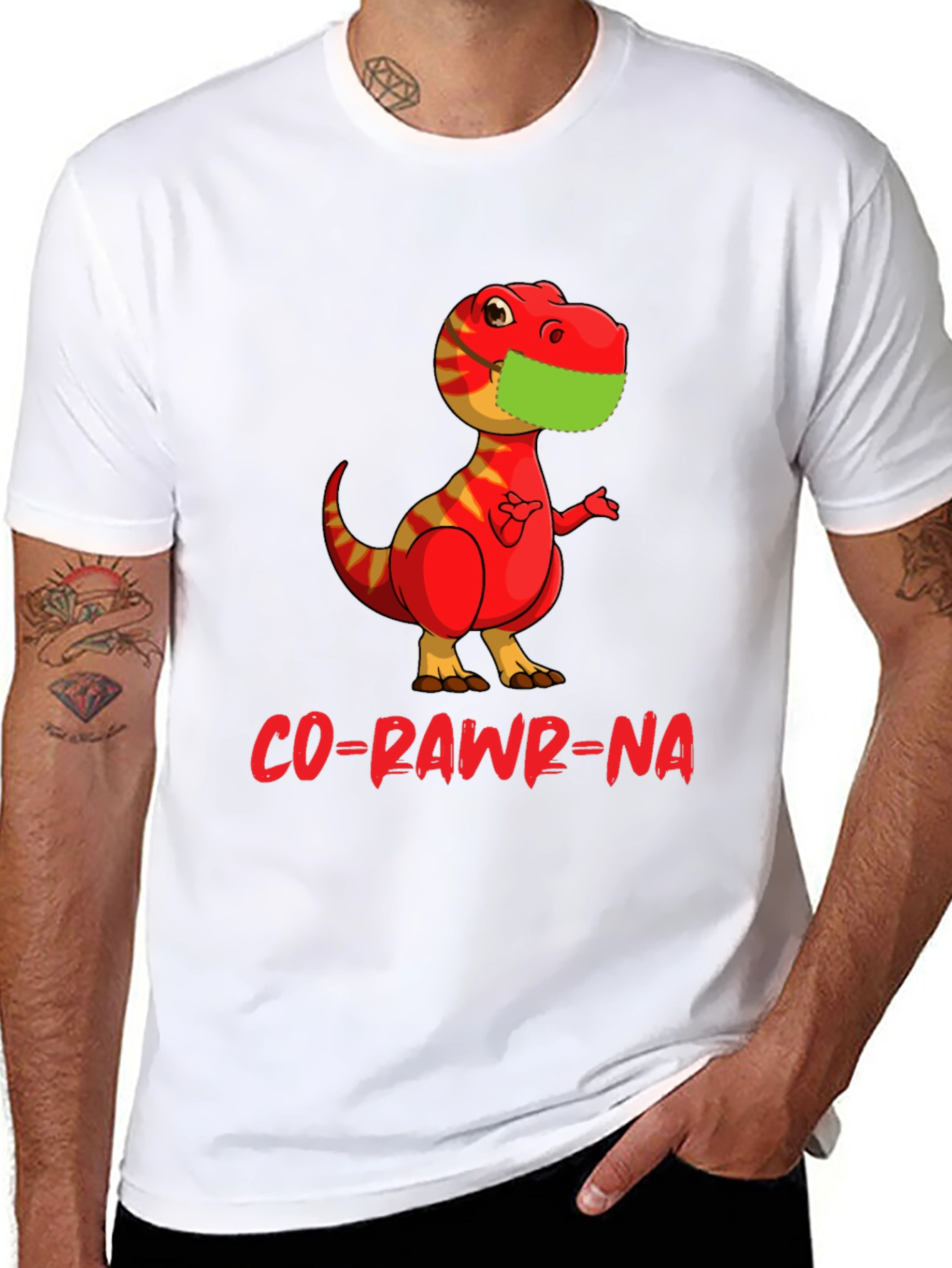 Black Co-Rawr-Na Dinosaur Graphic T-Shirt view 8