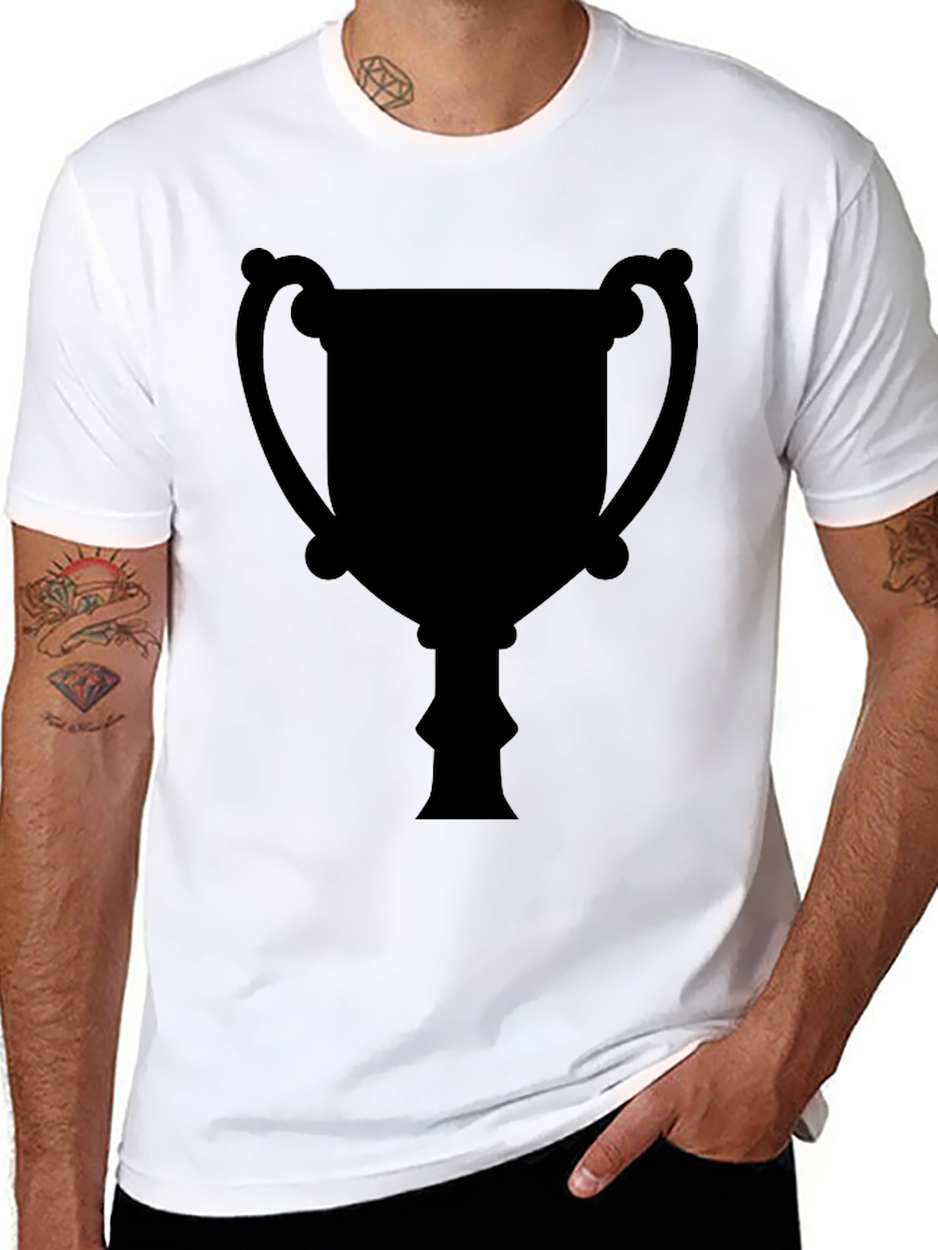 Black Men's Black Trophy Graphic Tee - Casual Style view 8