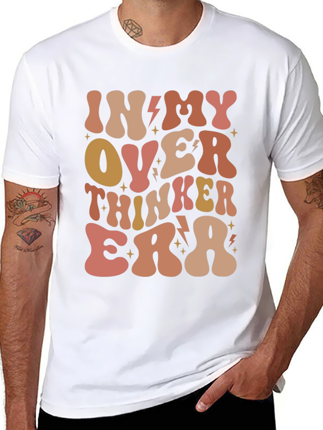 Black Over Thinker Era Tee - Trendy Retro Style view 8