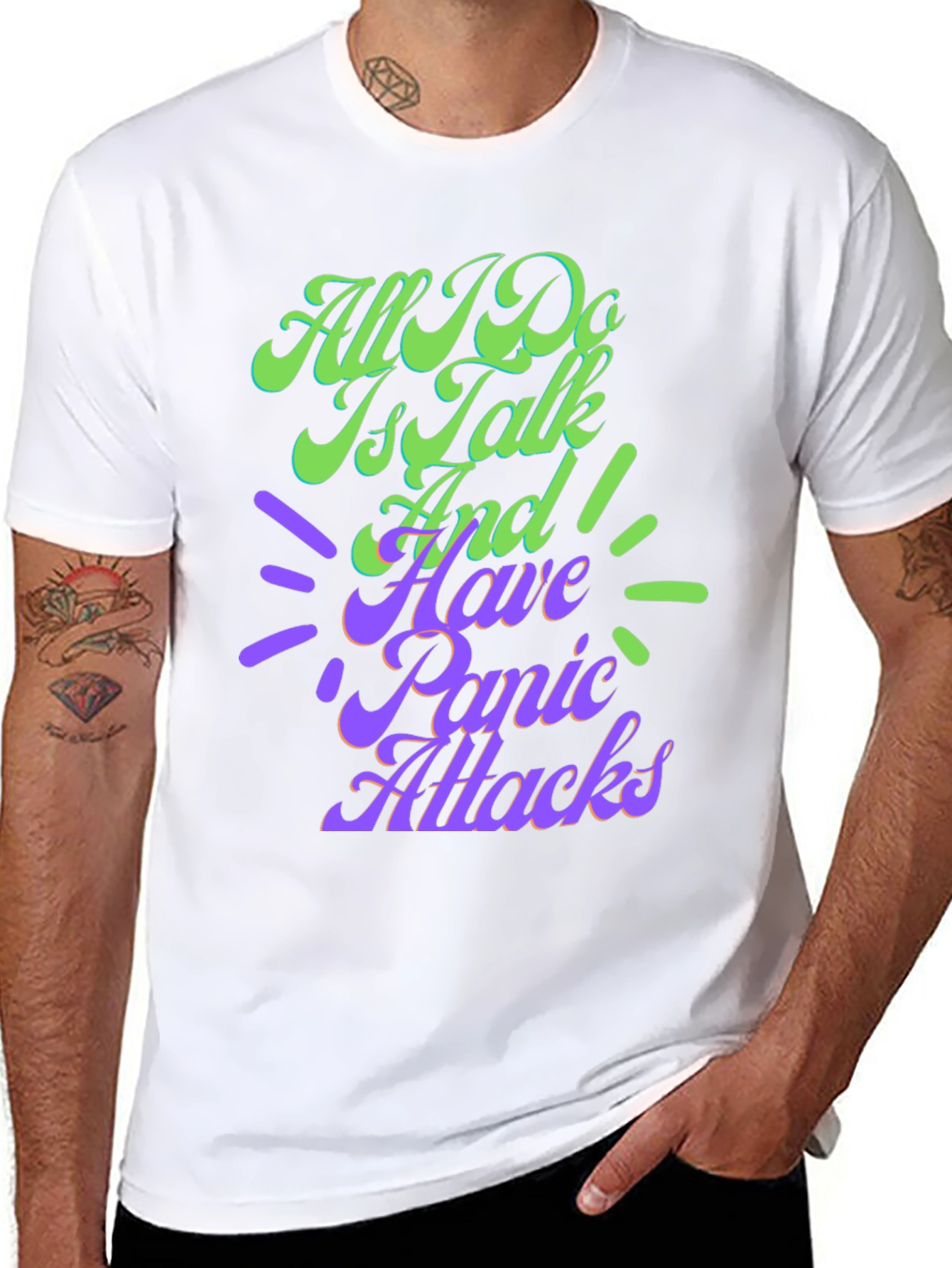 Black Panic Attack T-Shirt - Funny Graphic Tee view 8
