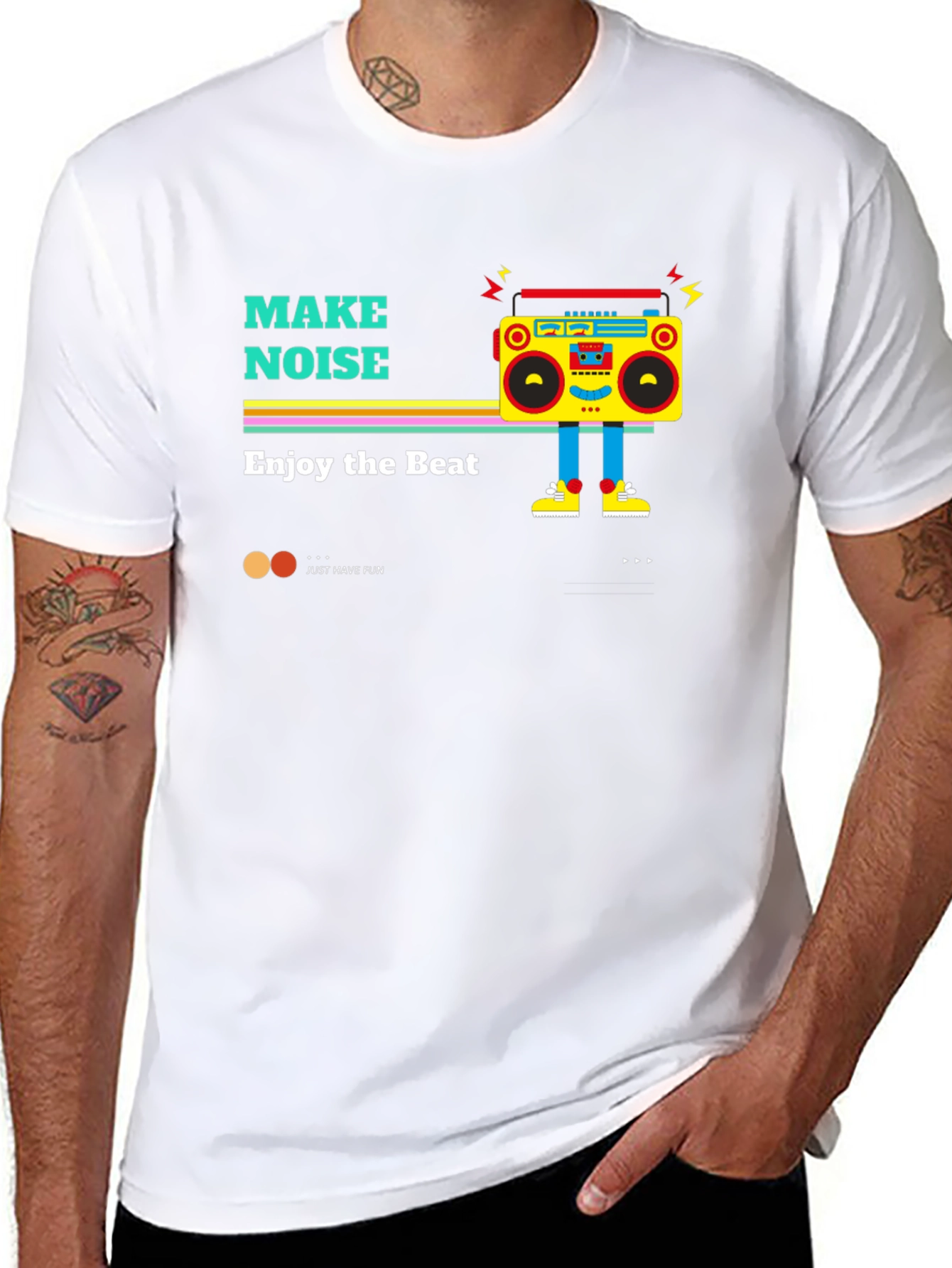 Black Retro Boombox Graphic Tee - Make Noise, Enjoy the Beat view 8