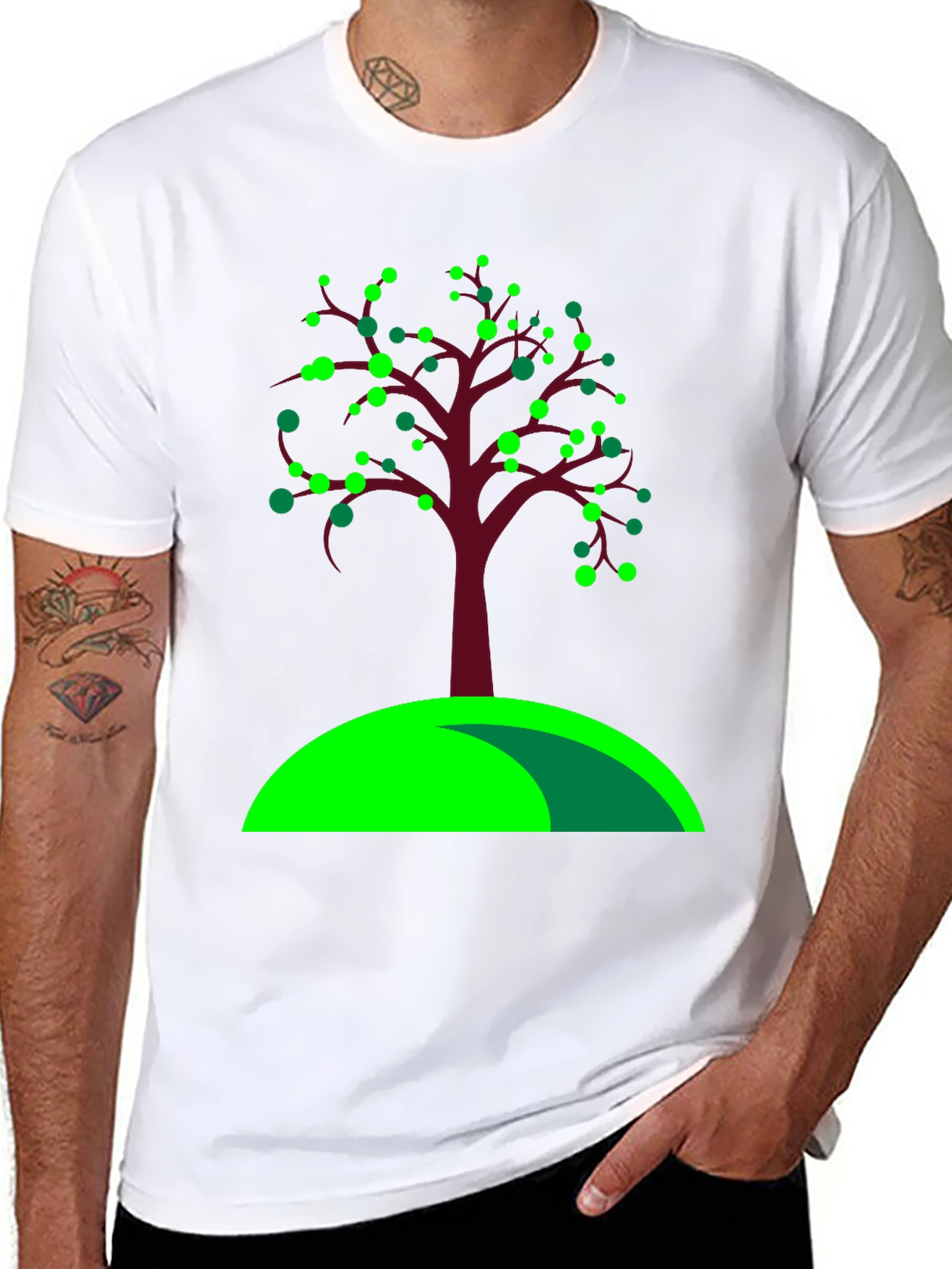 Black Nature Inspired Tree Graphic Tee view 8