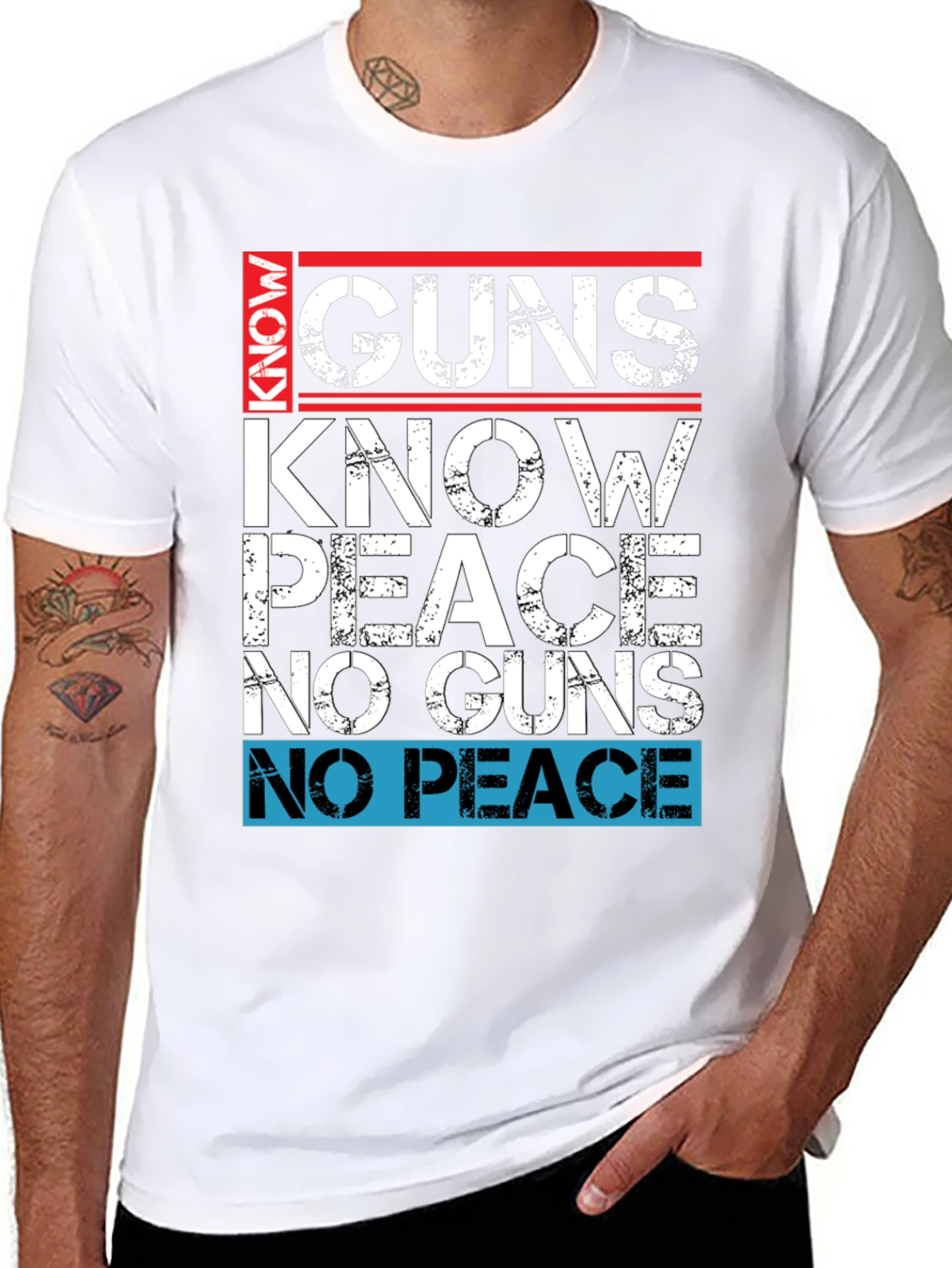 Black Guns Know Peace Men's Graphic T-Shirt view 8