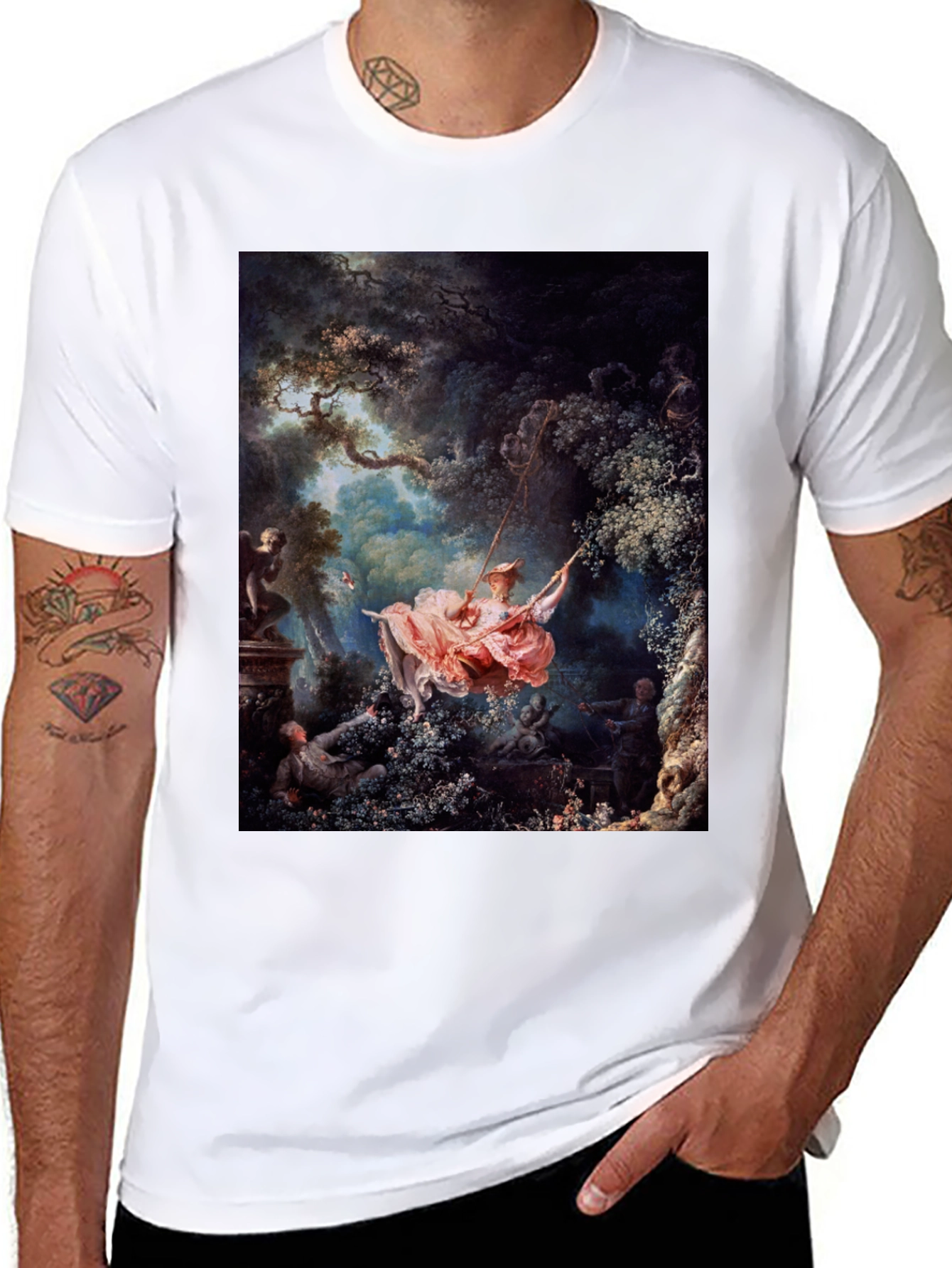 The Swing Painting T-Shirt - Artistic Rococo Style - 8