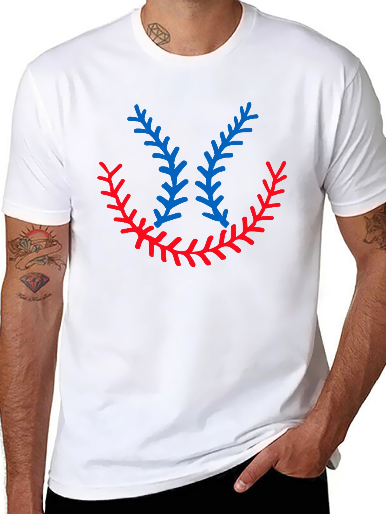 Black Baseball Stitching Graphic T-Shirt view 8