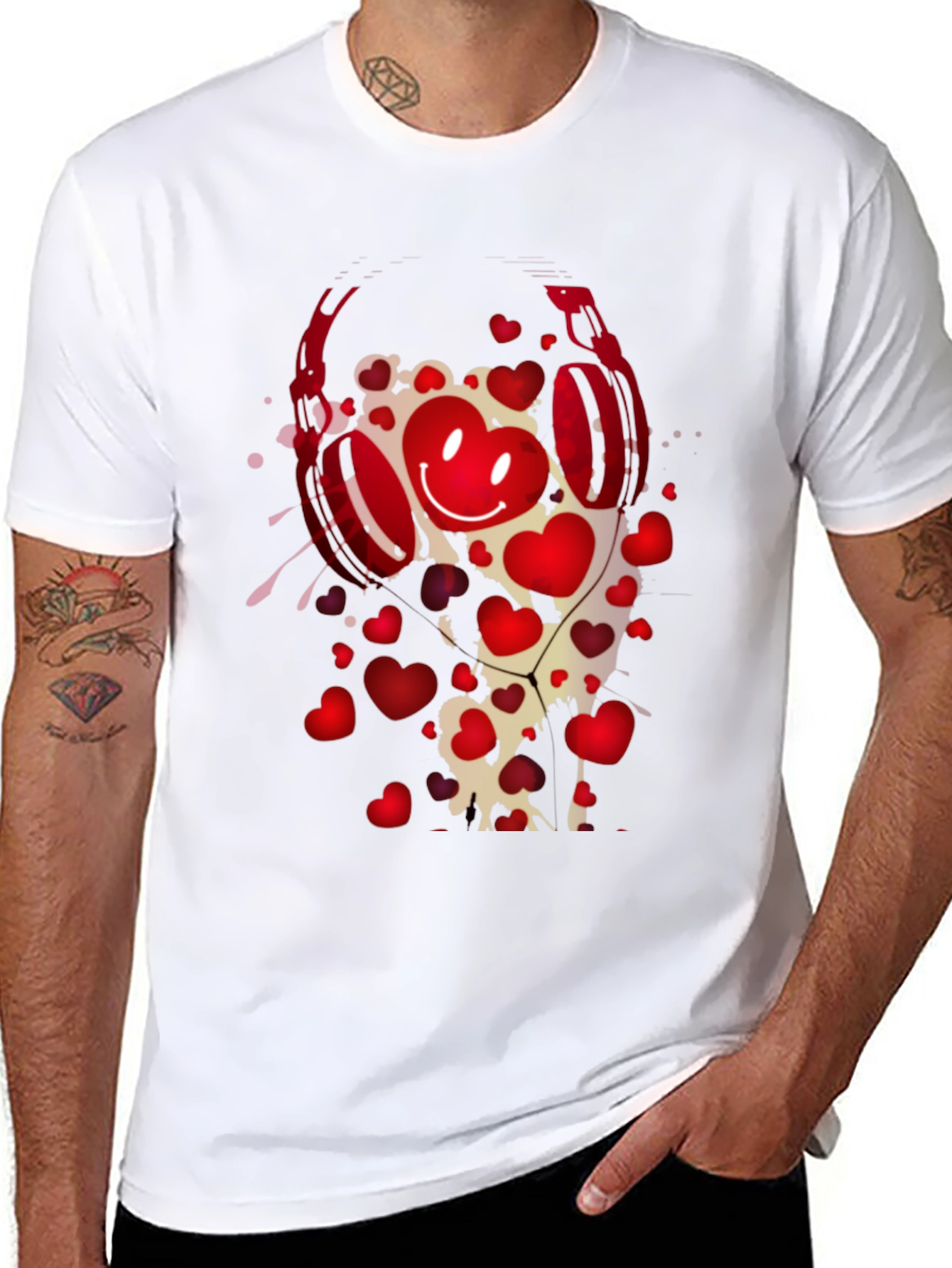 Black Heart Headphones Graphic Tee view 8