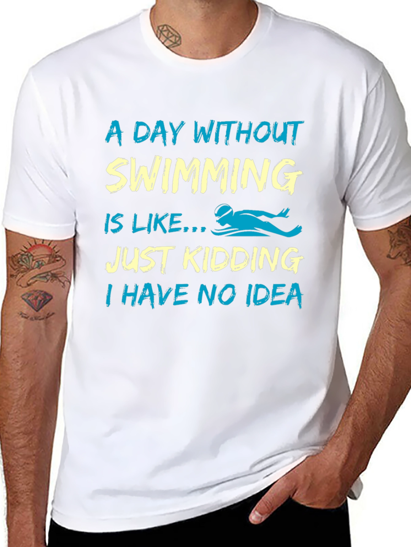 Black Funny Swimming T-Shirt - "A Day Without Swimming" view 8